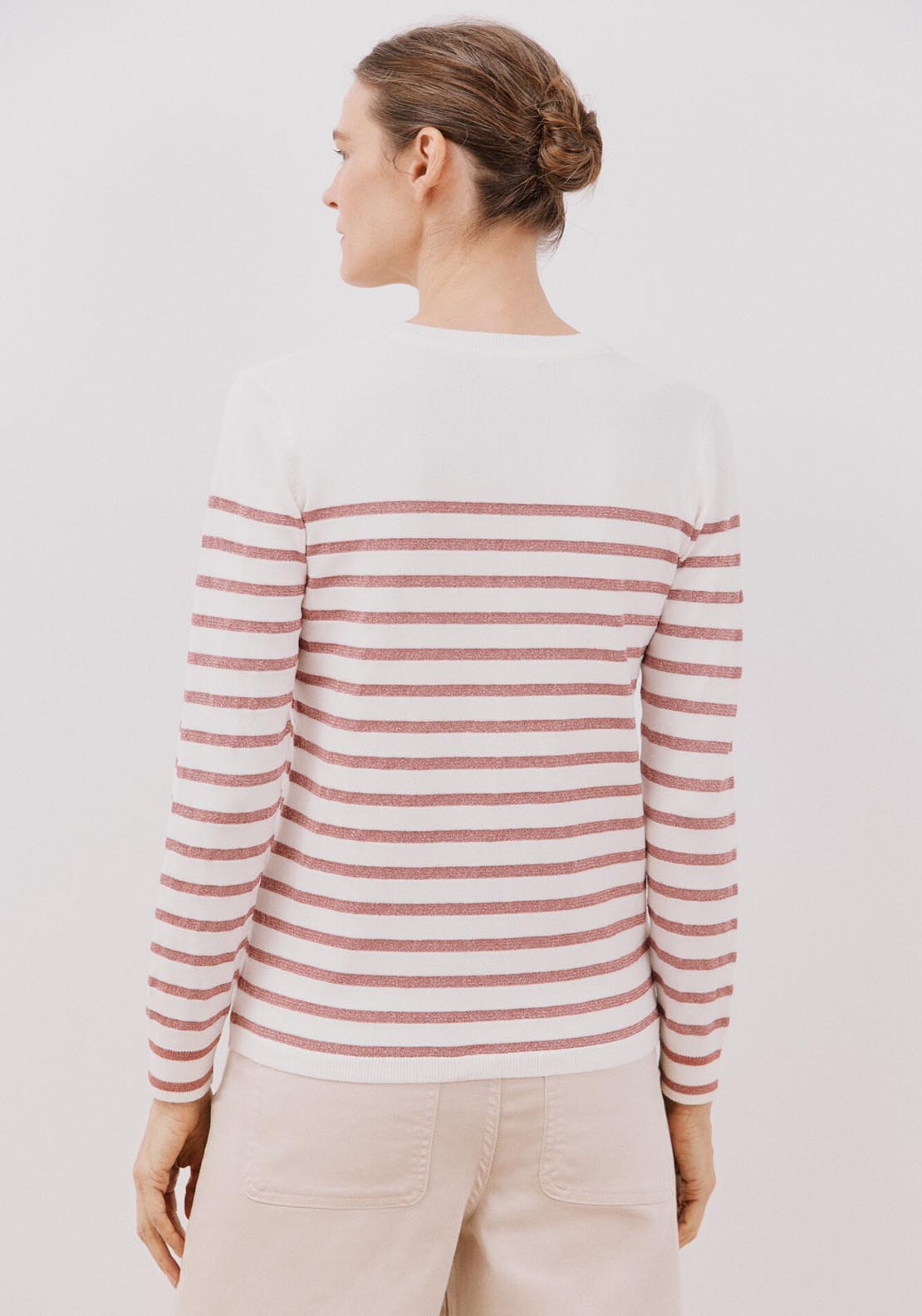 Cortefiel Lurex Stripes Jumper - Fuchsia 2 Shaws Department Stores
