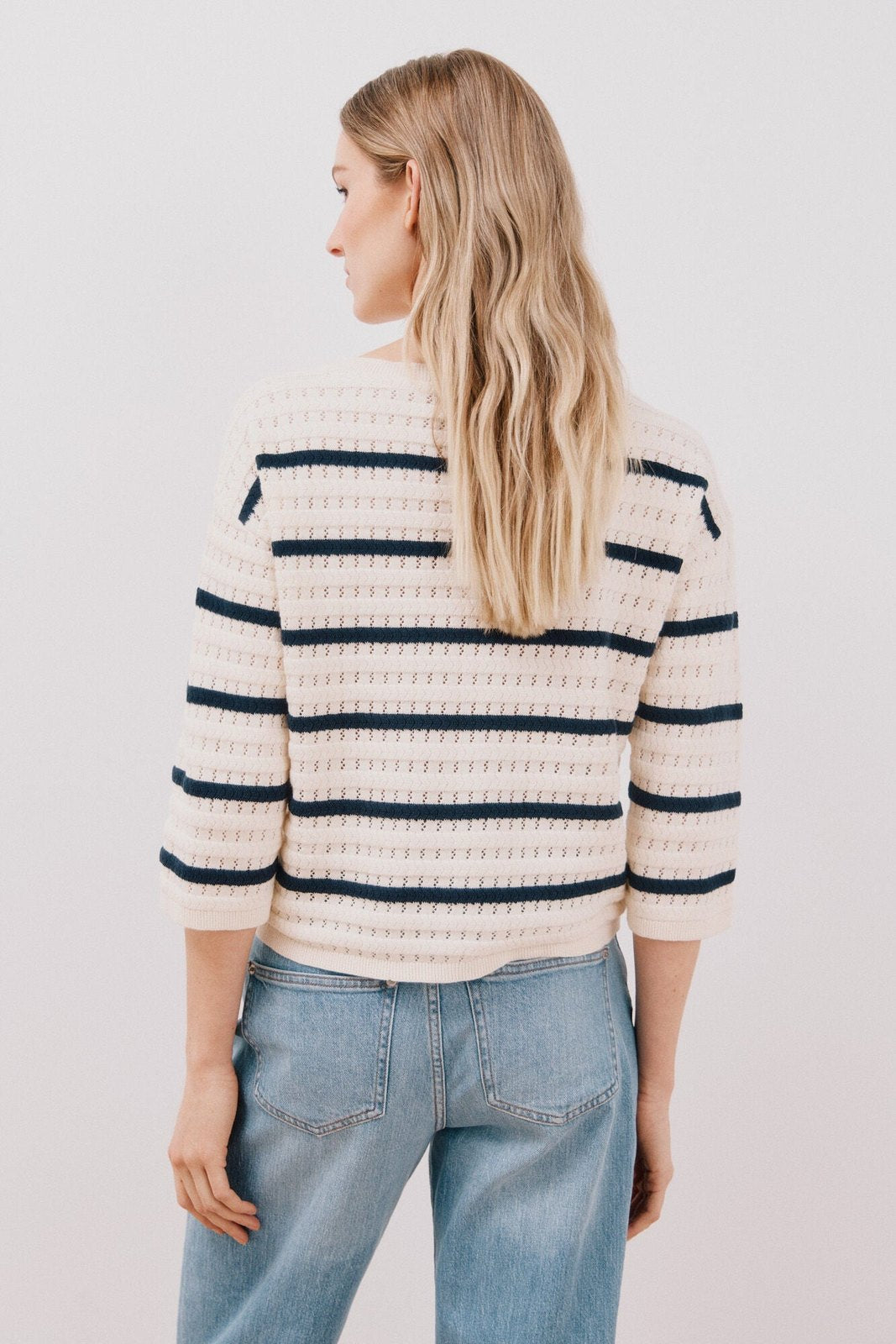 Cortefiel Two-tone striped jumper - Ivory 7 Shaws Department Stores