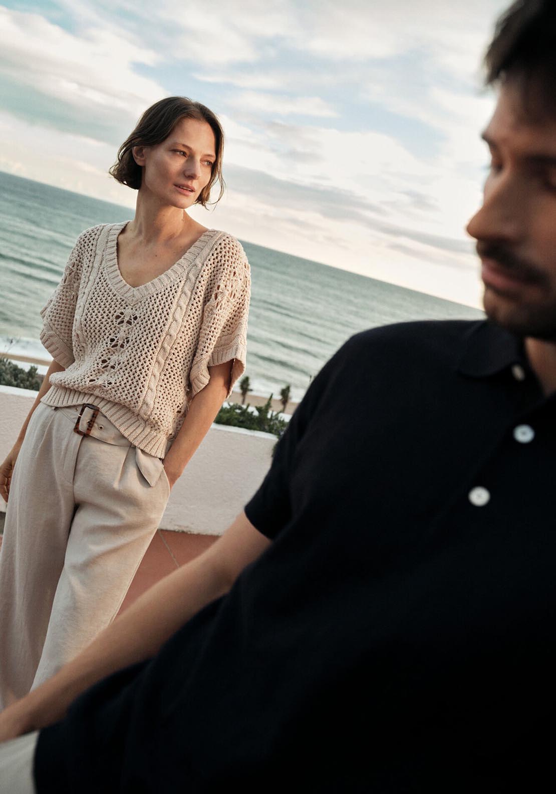 Cortefiel Wide Sleeve Jumper - Ivory 1 Shaws Department Stores