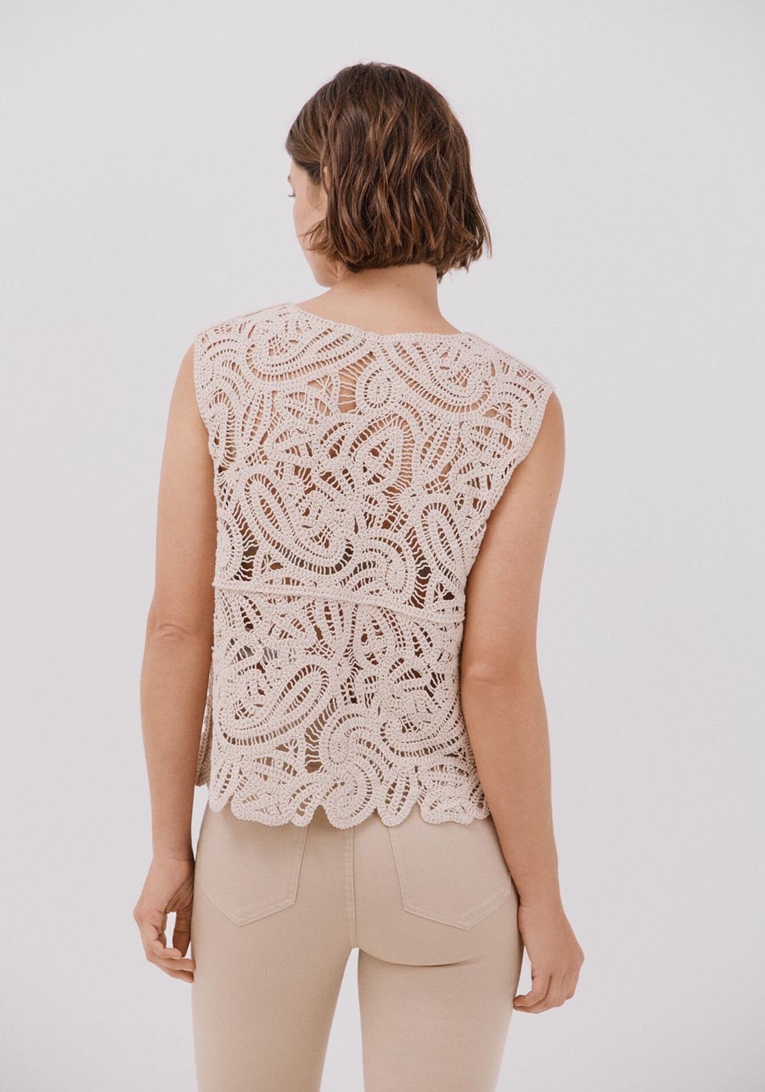 Cortefiel Crochet Vest - Cream 2 Shaws Department Stores