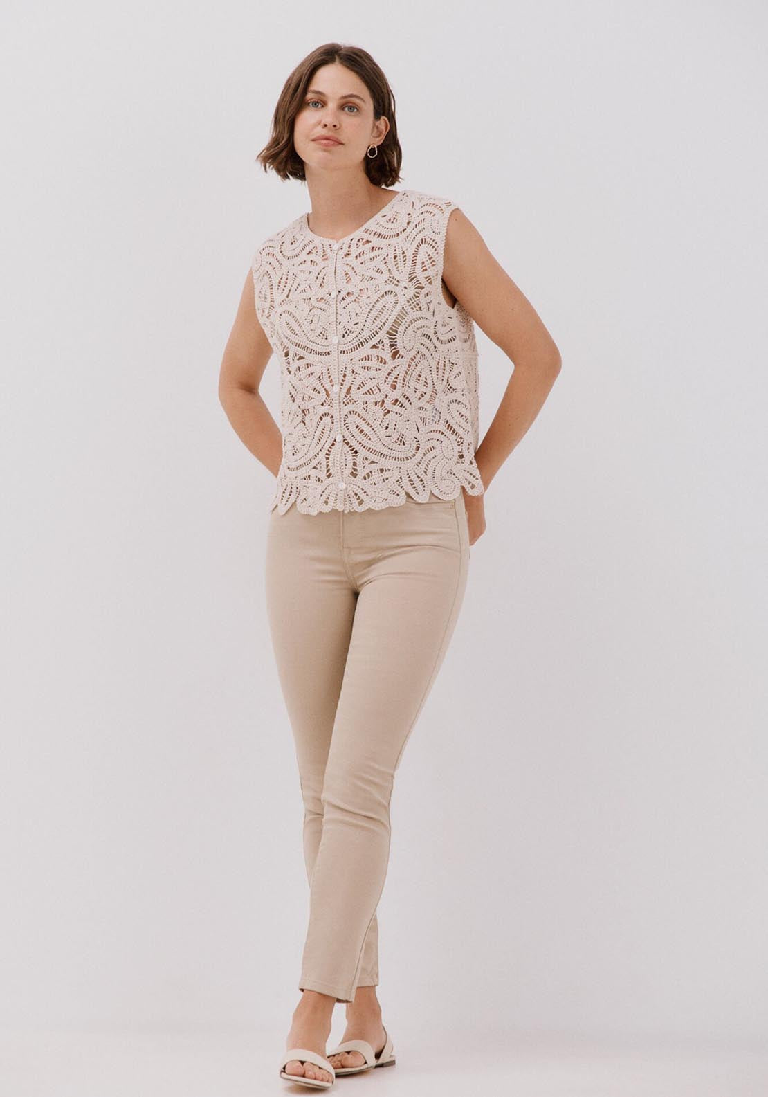 Cortefiel Crochet Vest - Cream 5 Shaws Department Stores