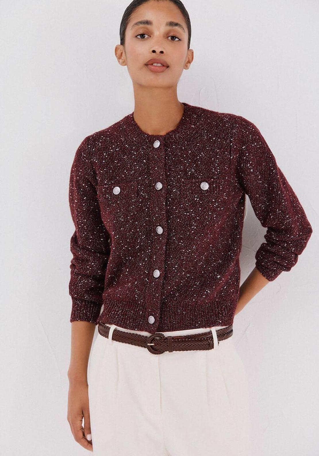 Cortefiel Short jacket with buttons - Red 1 Shaws Department Stores