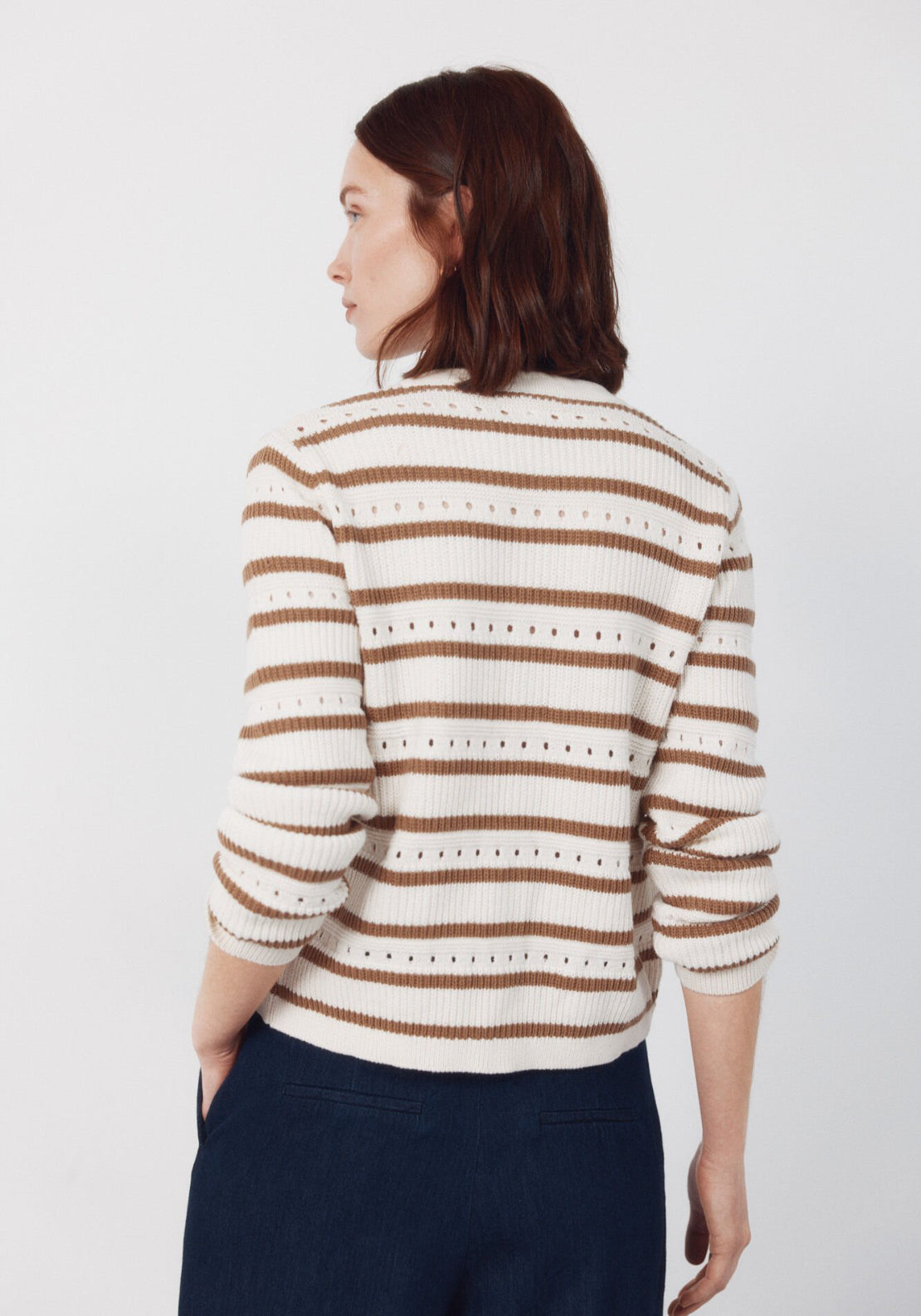 Cortefiel Short Buttoned Cotton Jacket - Brown 2 Shaws Department Stores