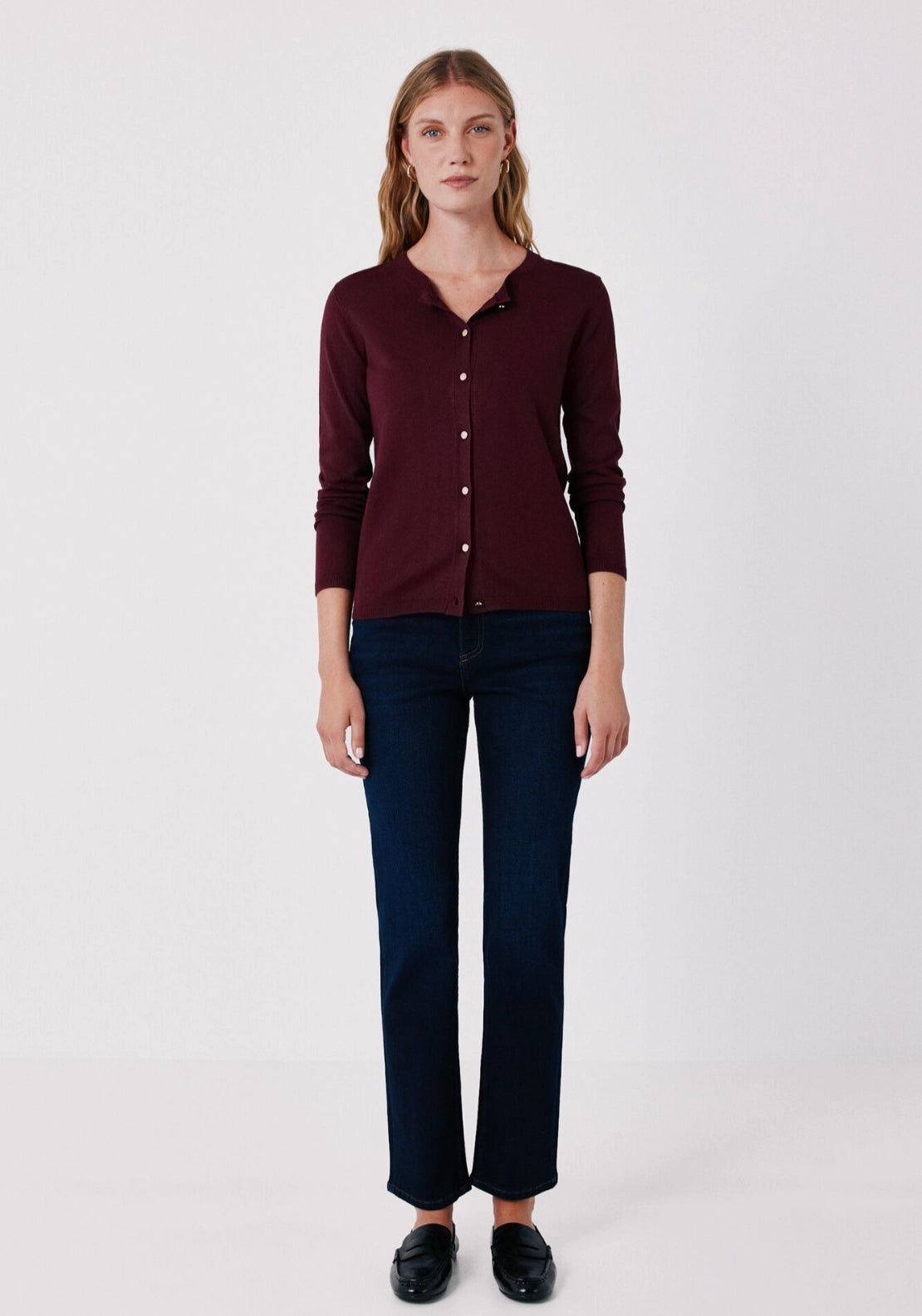 Basic Knit Cardigan - Red