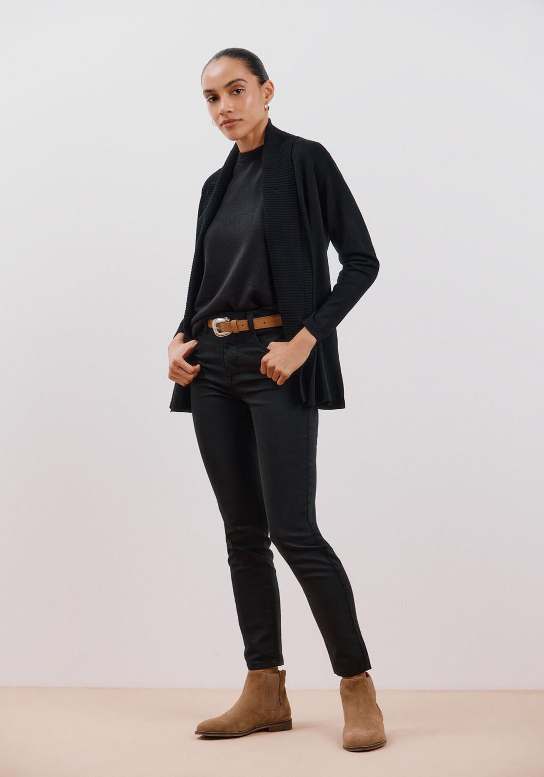 Cortefiel Long Sleeve Open Cardigan - Black 11 Shaws Department Stores