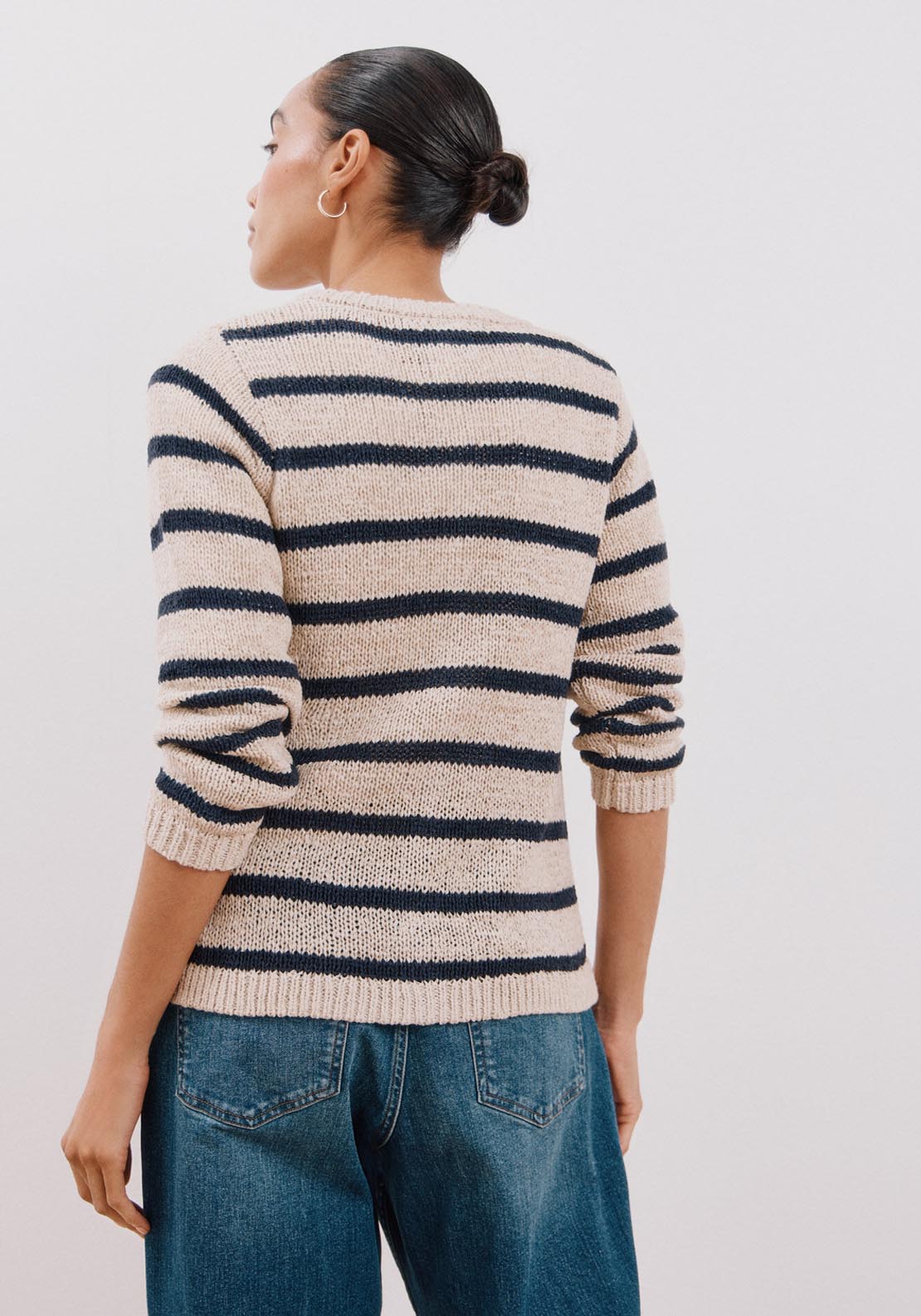 Cortefiel Two-Tone Striped Jacket - Beige/camel 5 Shaws Department Stores