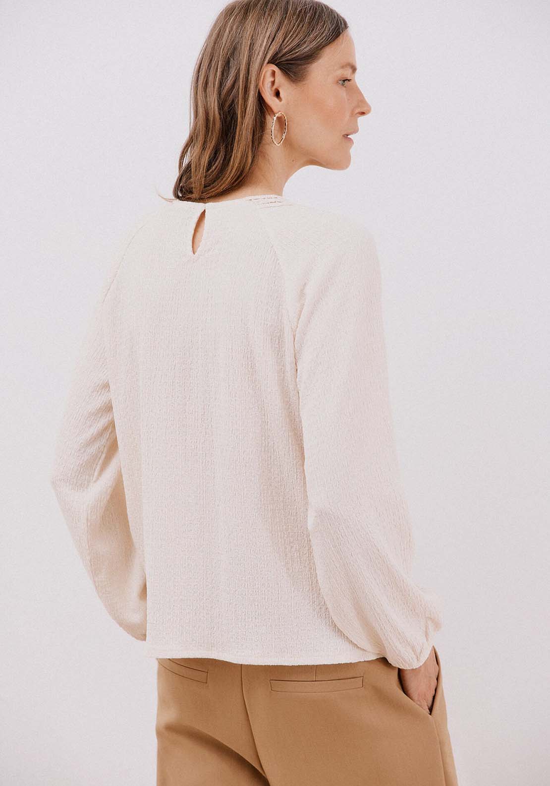 Crochet Patch Top - Cream