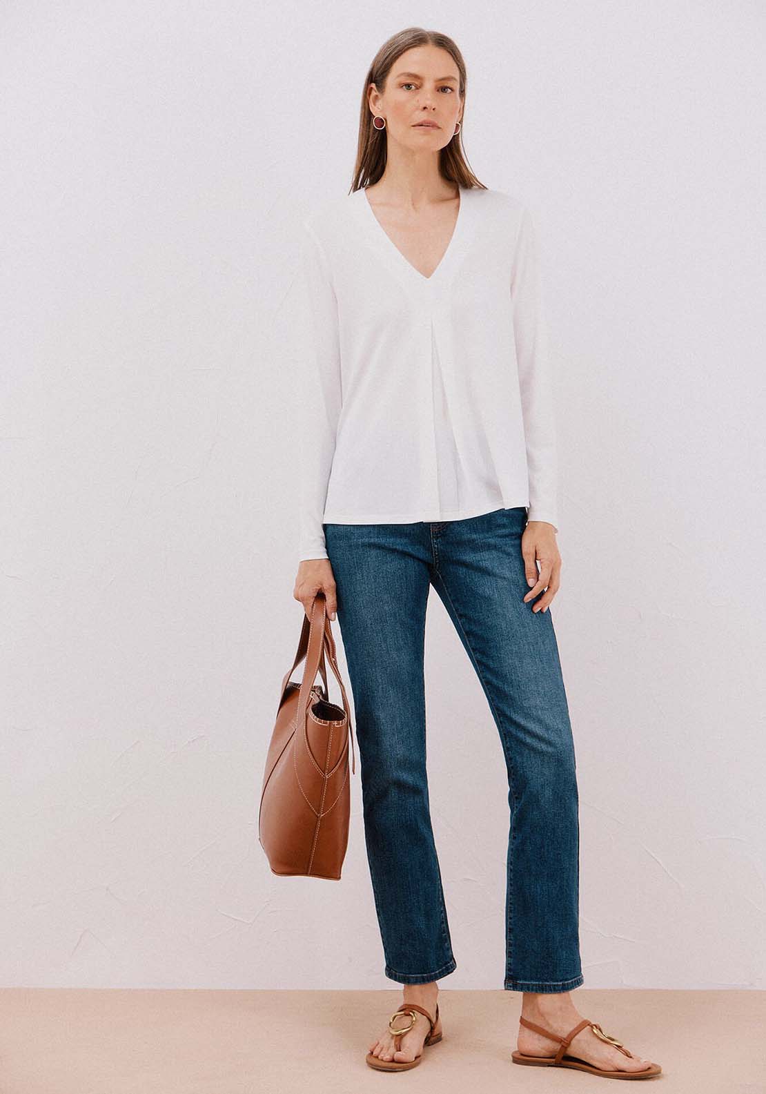 Fluid Pleated Top - Cream