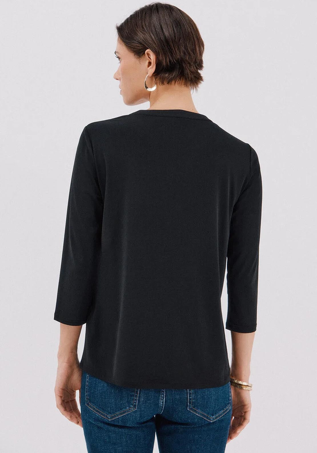 Basic Mandarin Neckline Shirt - Black