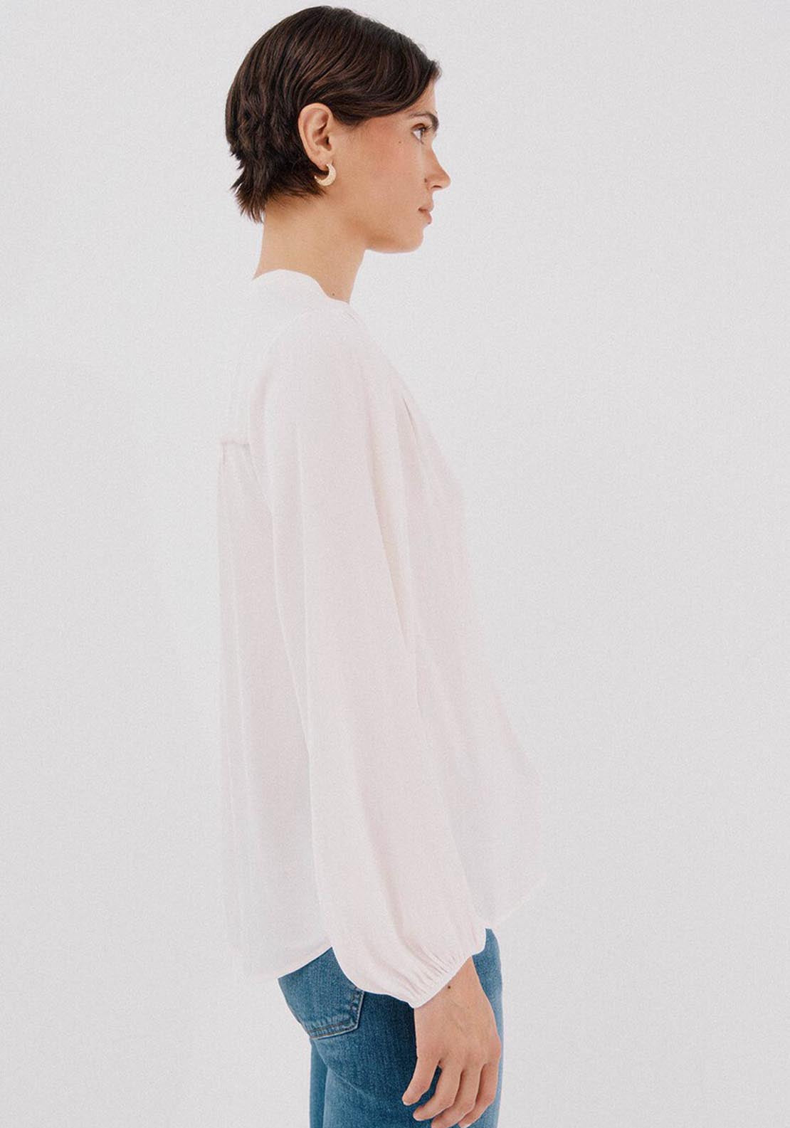 Elastic Buttons Shirt - Cream