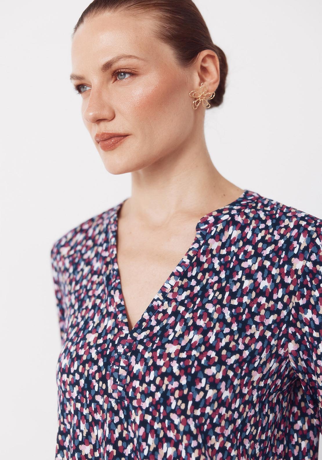 Basic Top With Mandarin Collar - Multicolour