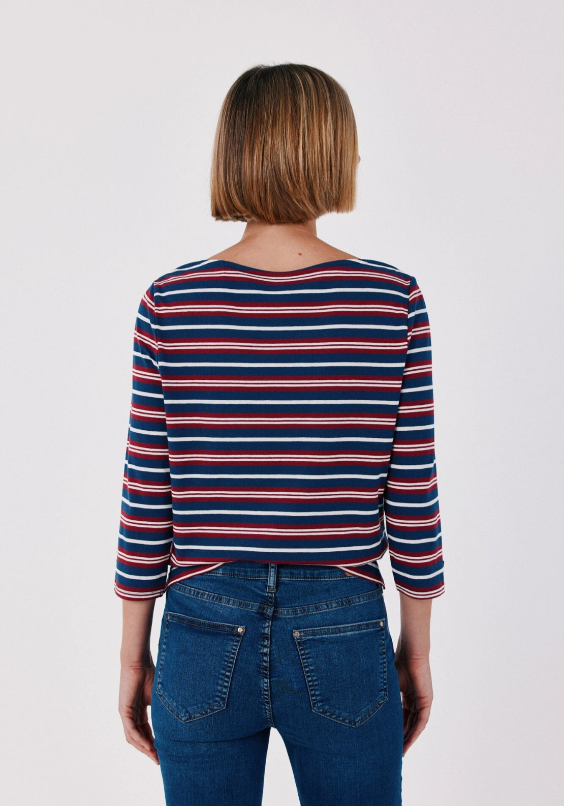 Boat Neck T-Shirt With Gold Buttons - Multicoloured