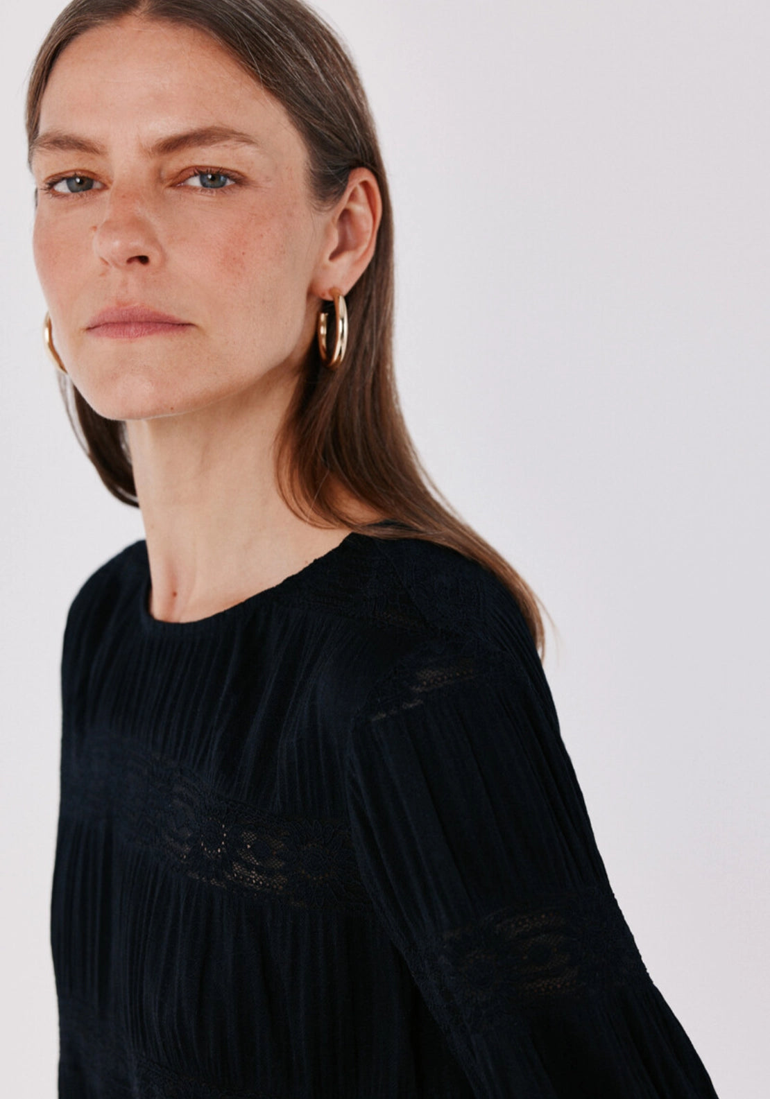 Cortefiel Floral Lace Fabric Blouse - Black 3 Shaws Department Stores