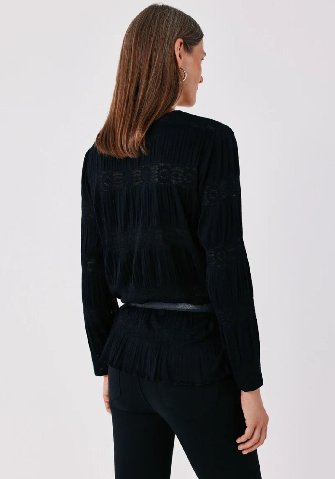 Cortefiel Floral Lace Fabric Blouse - Black 2 Shaws Department Stores