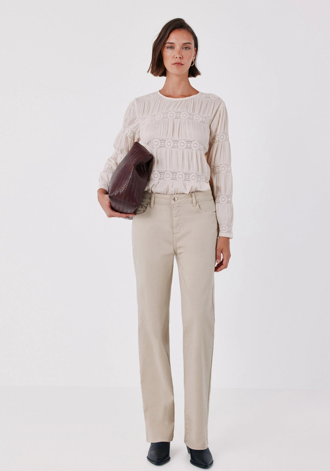 Floral Lace Fabric Blouse - Ivory
