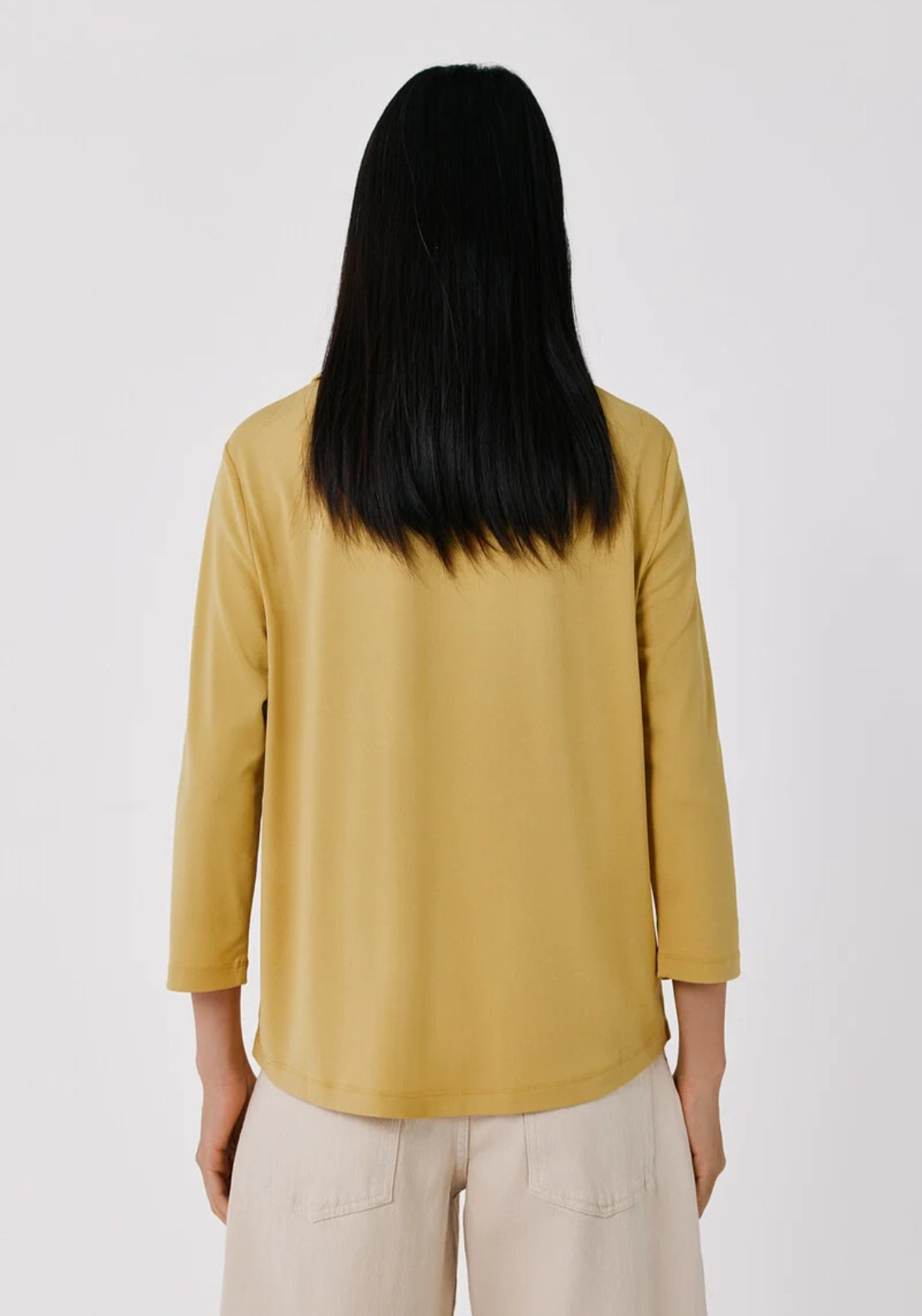 Soft V Neck Front Button Basic Shirt - Yellow/gold