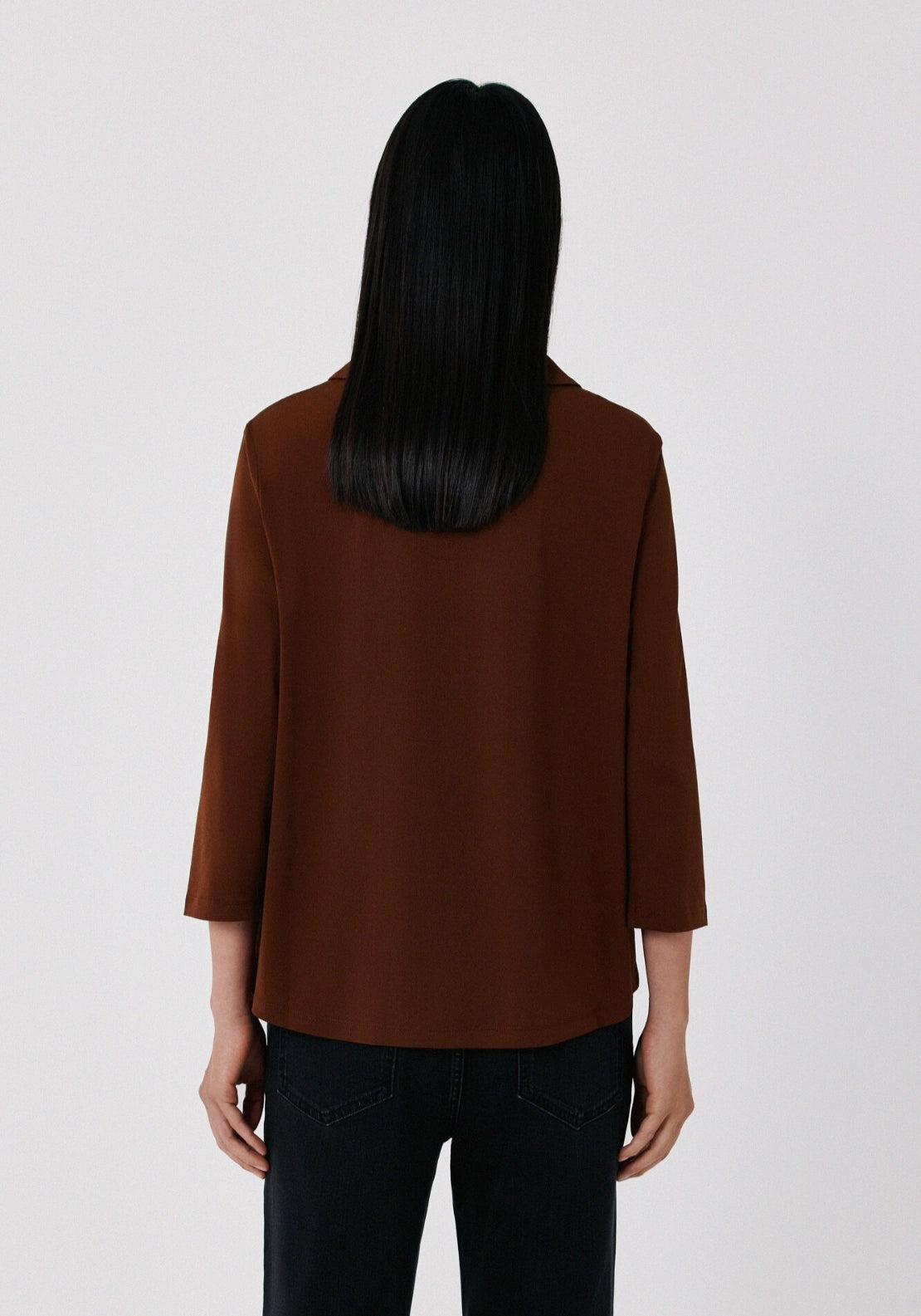 Print Pattern V Neck Front Button Basic Shirt - Tan