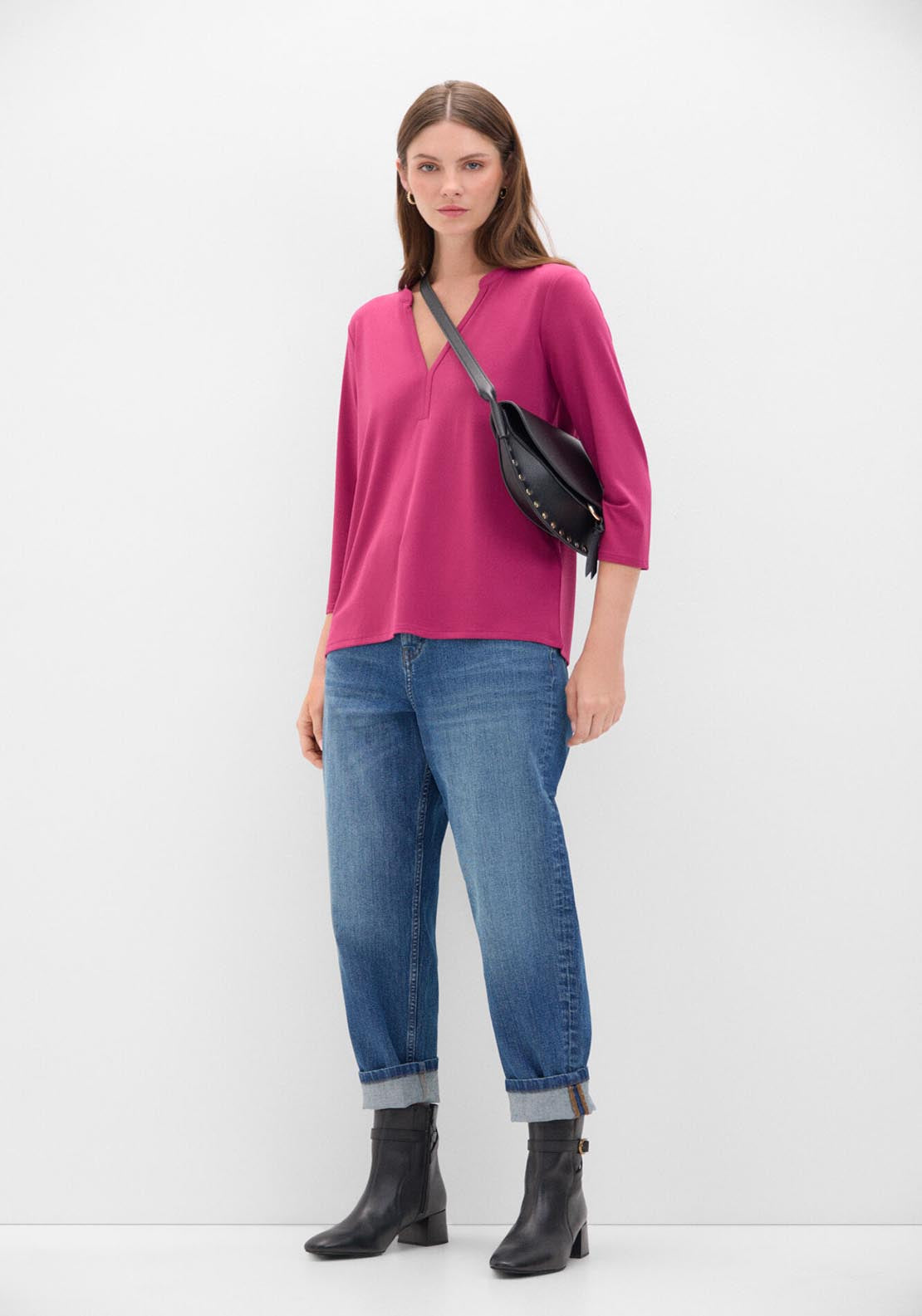 Cortefiel Essential Fluid T-Shirt - Wine 2 Shaws Department Stores