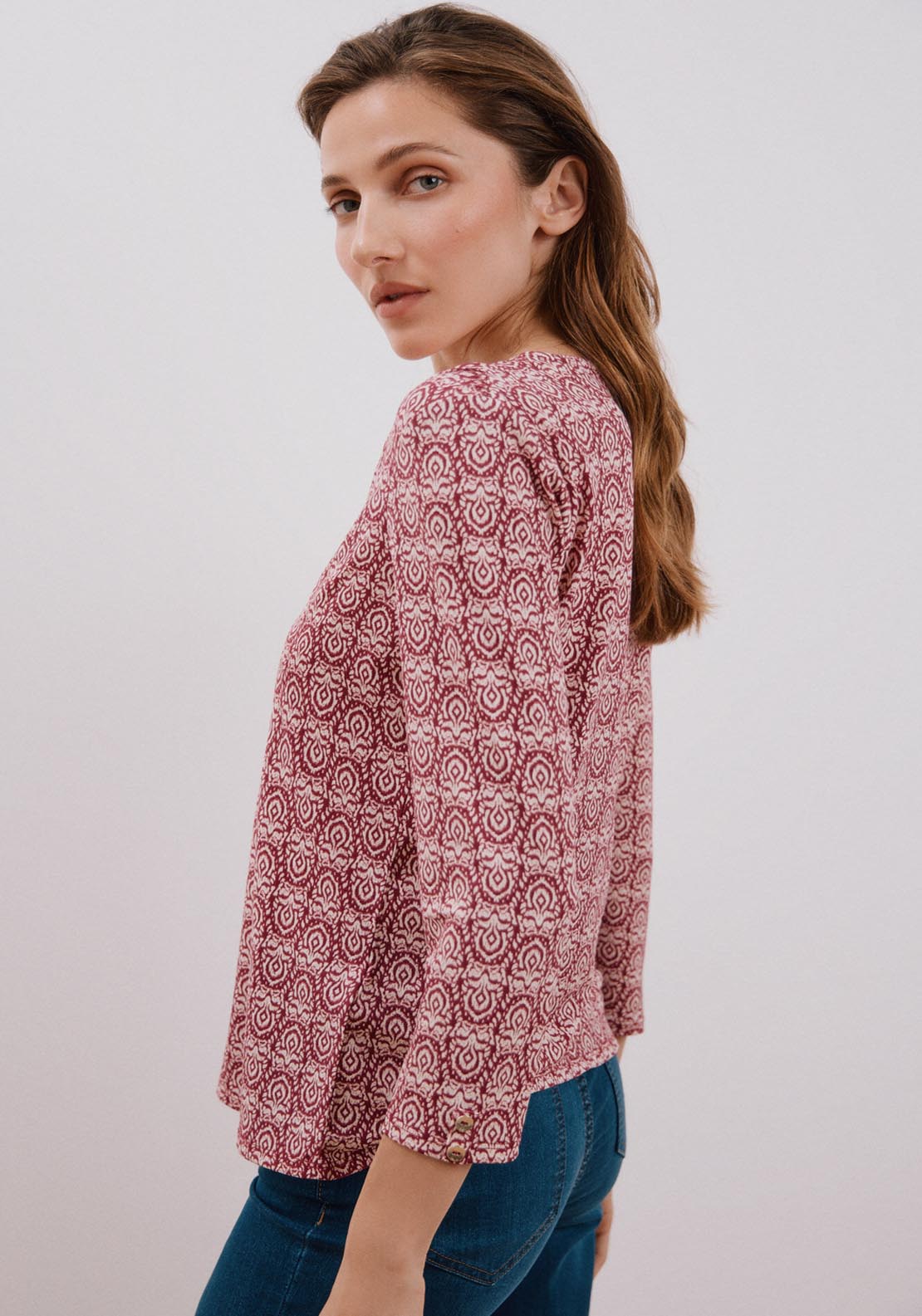 Cortefiel Flowy V Neckline T-Shirt - Multicolor 3 Shaws Department Stores