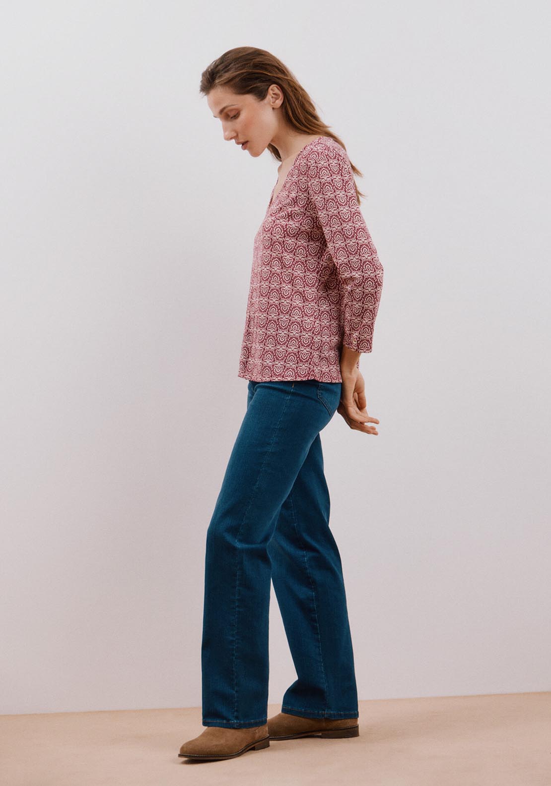 Cortefiel Flowy V Neckline T-Shirt - Multicolor 5 Shaws Department Stores
