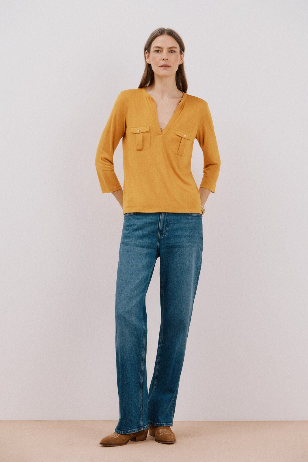Cortefiel Cargo pockets t-shirt - Yellow/golden 2 Shaws Department Stores
