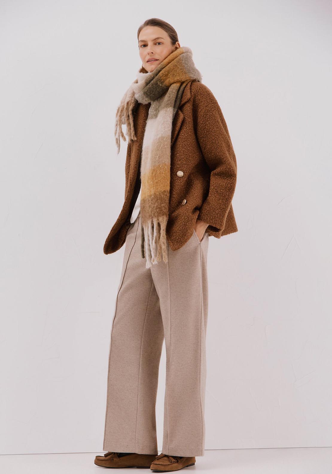 Short Soft Fabric Coat - Beige