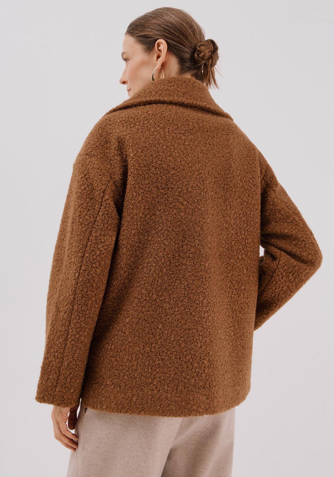 Short Soft Fabric Coat - Beige