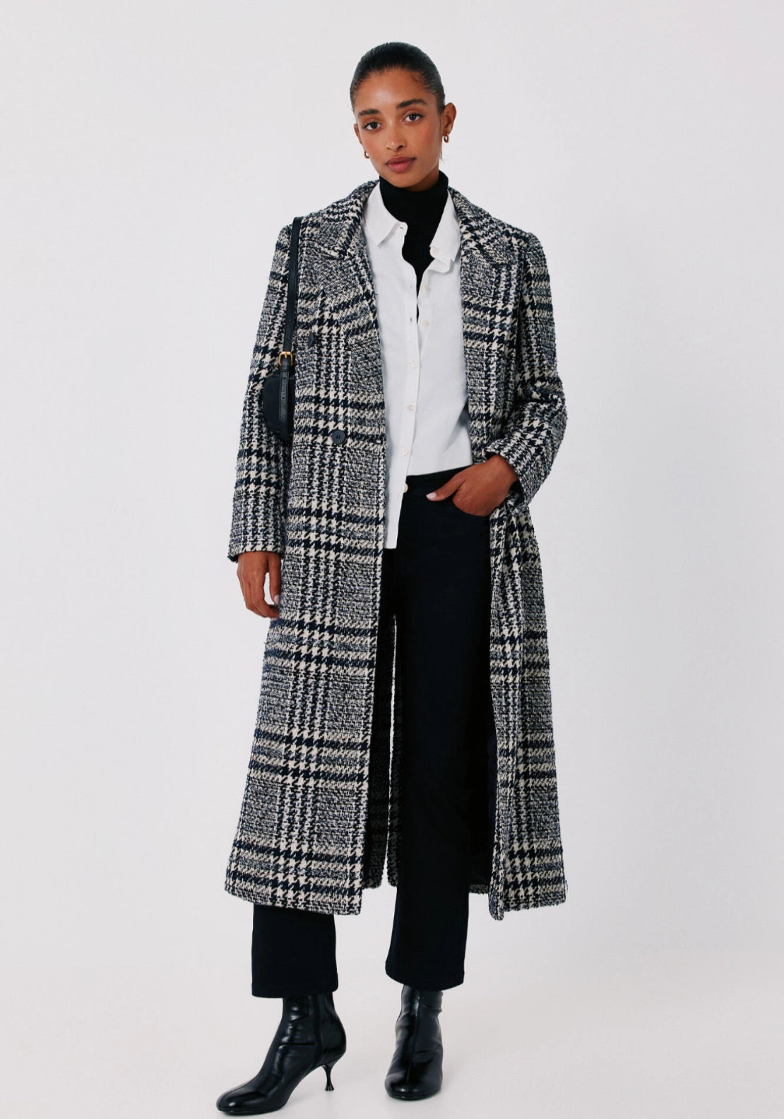 Cortefiel Plaid Long Coat - Multicoloured 1 Shaws Department Stores
