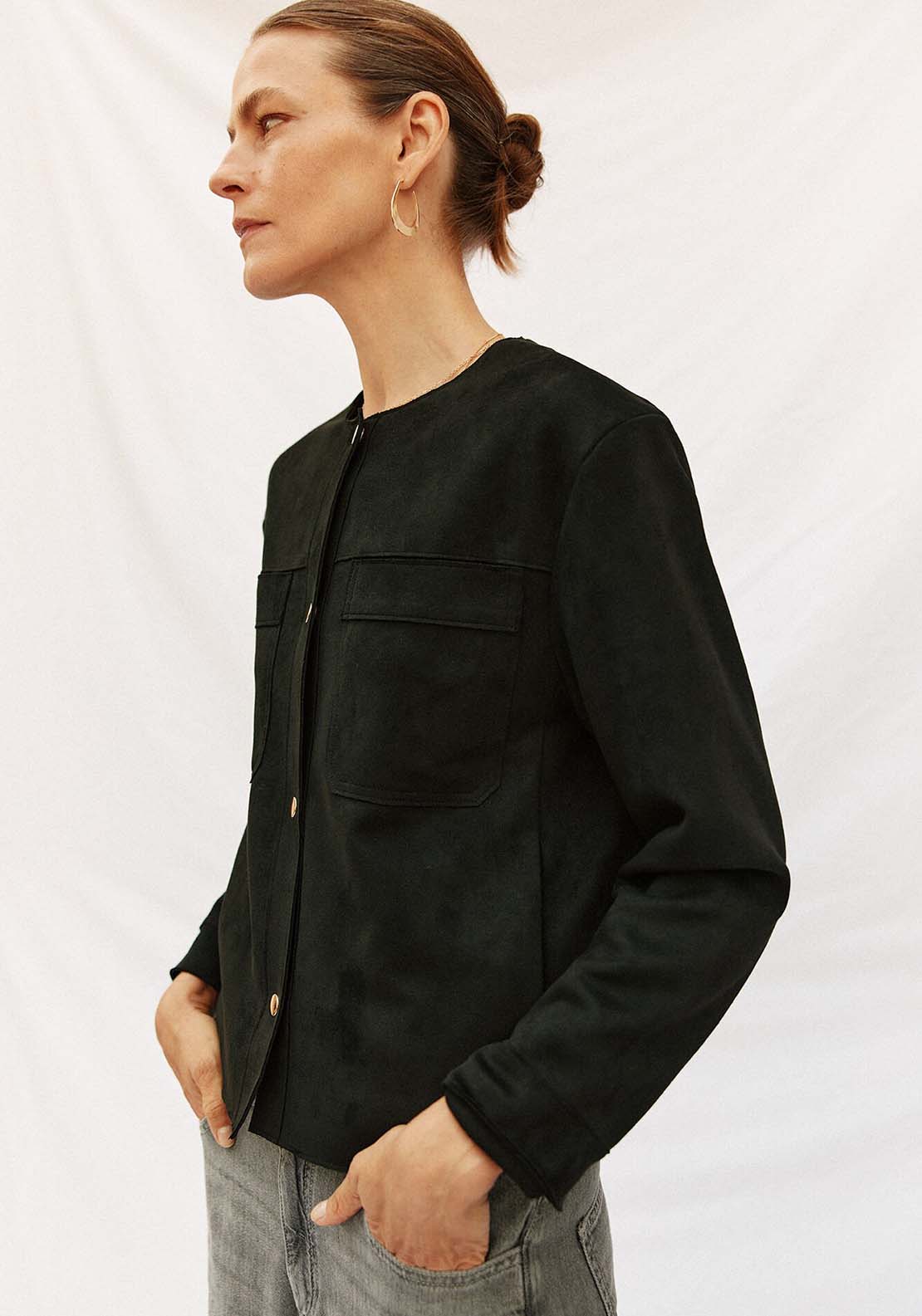 Faux Leather Jacket - Black