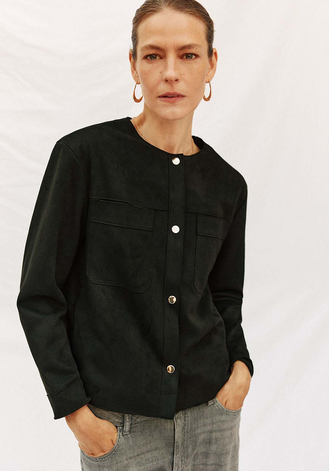 Faux Leather Jacket - Black