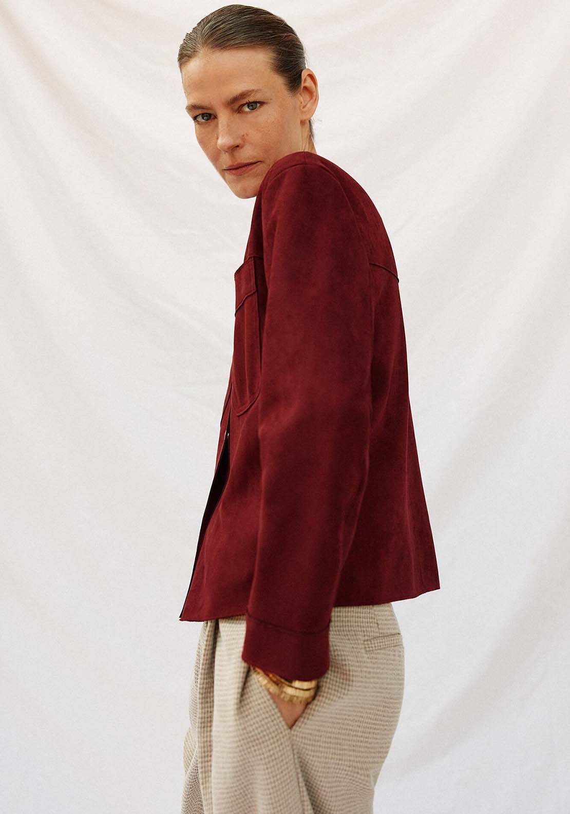 Faux Leather Jacket - Red