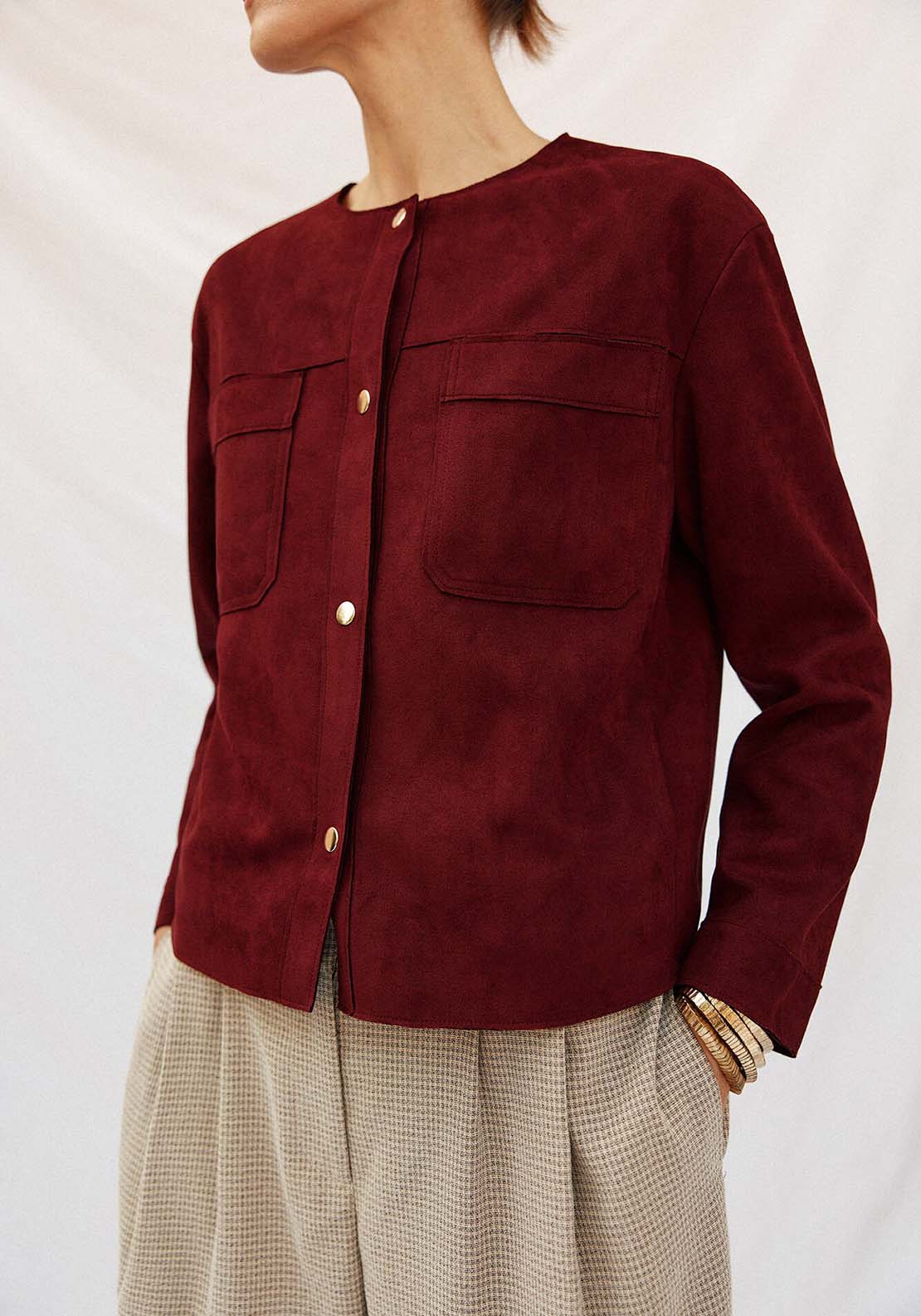 Faux Leather Jacket - Red
