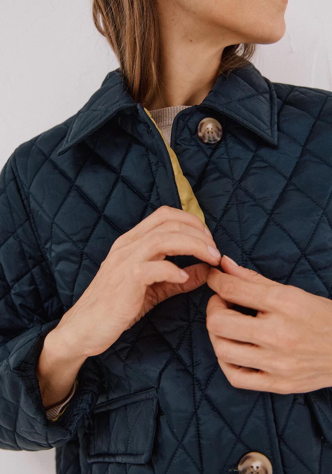 Quilted Anorak With Buttons - Blue