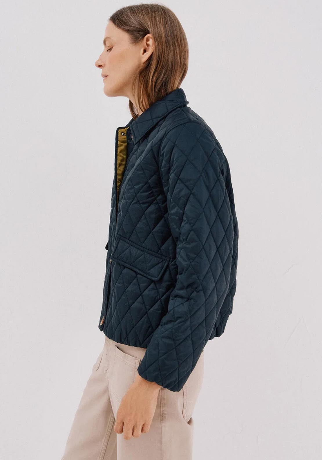 Quilted Anorak With Buttons - Blue
