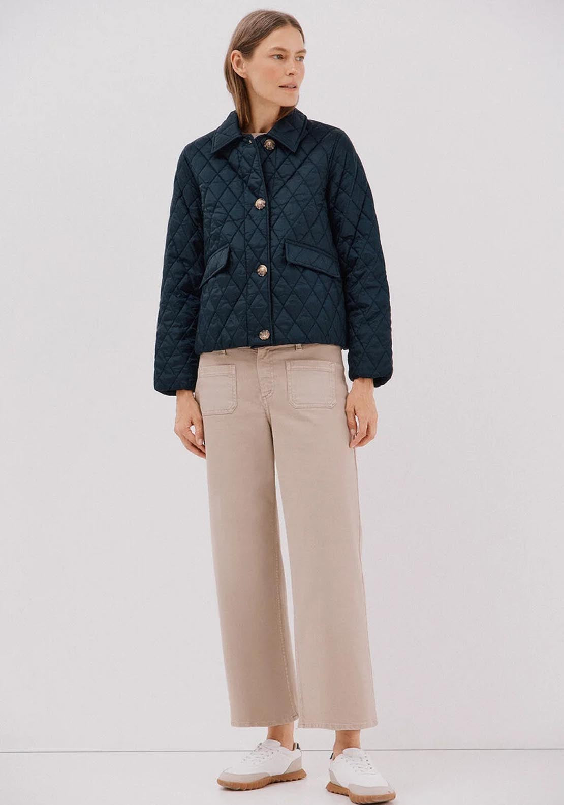 Quilted Anorak With Buttons - Blue