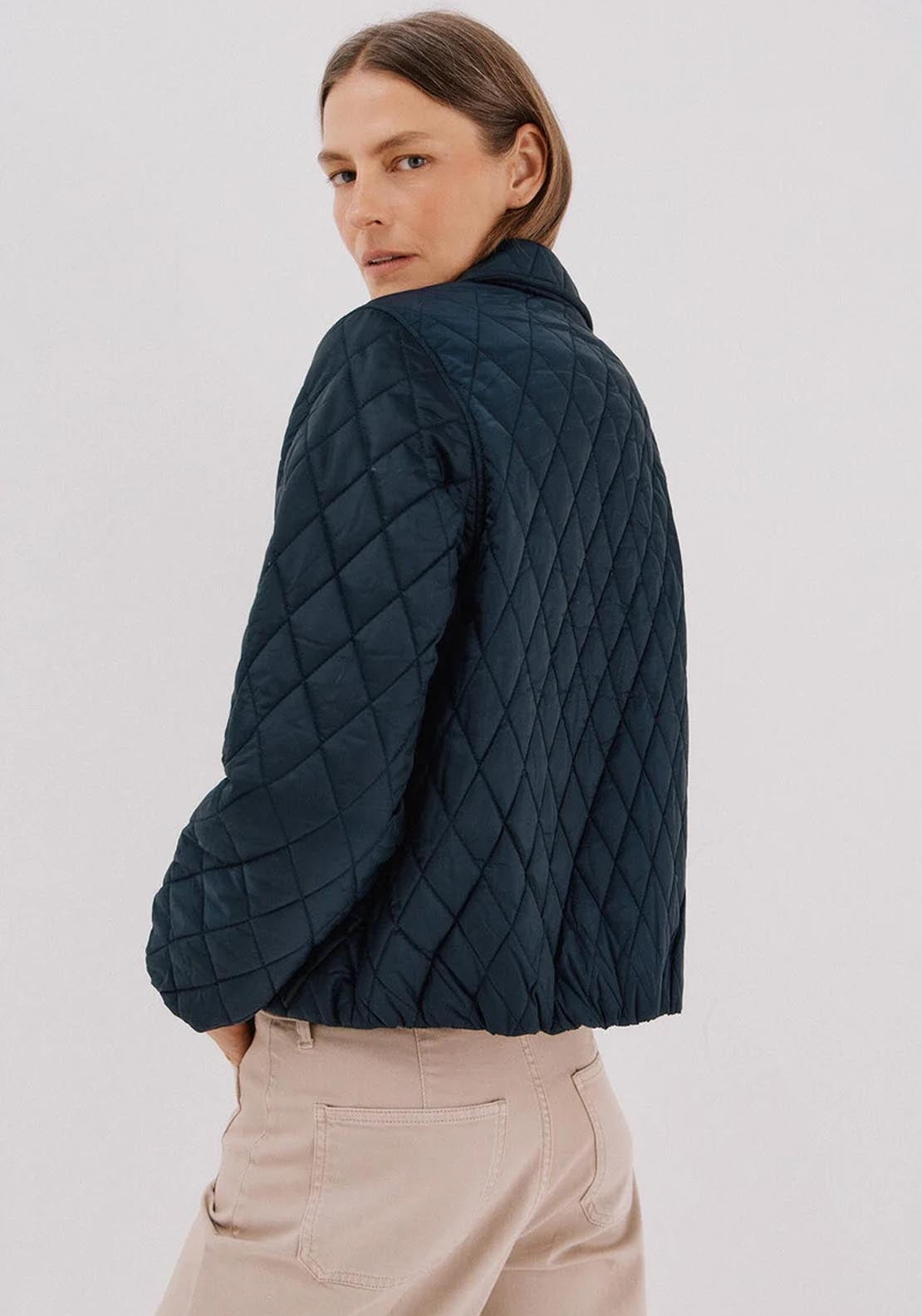 Quilted Anorak With Buttons - Blue