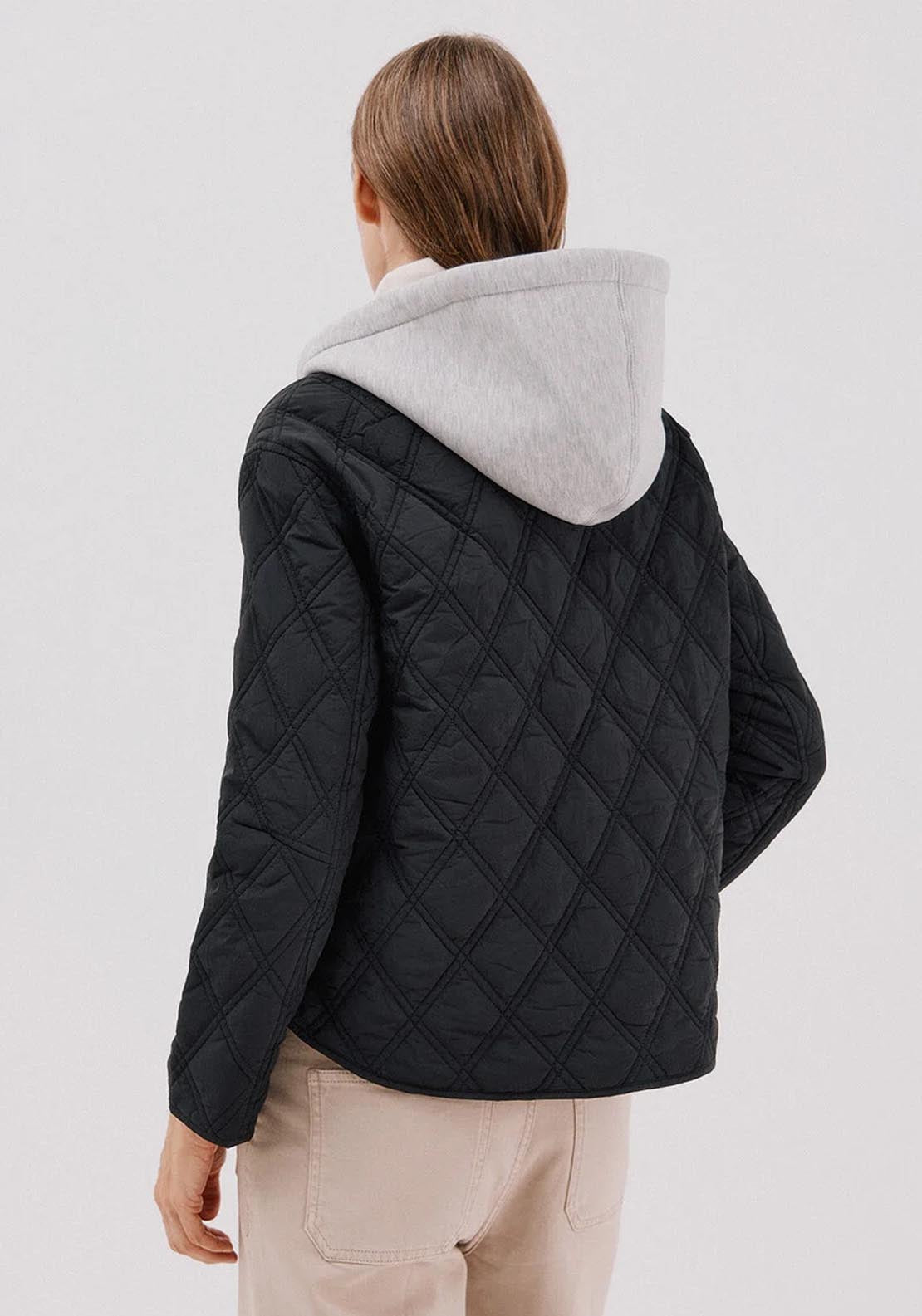 Short Hood Sweatshirt Anorak - Black