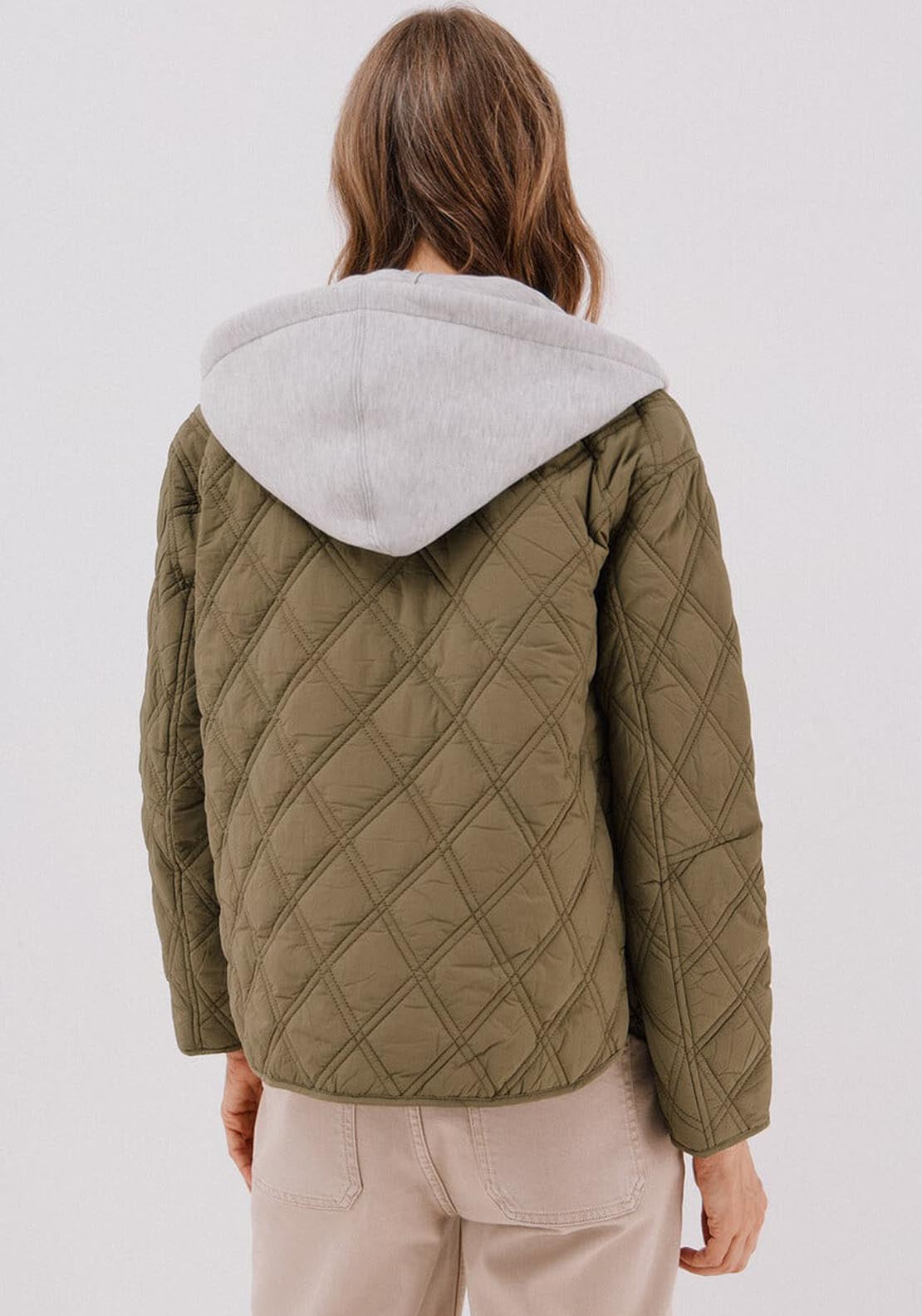 Short Hood Sweatshirt Anorak - Beige