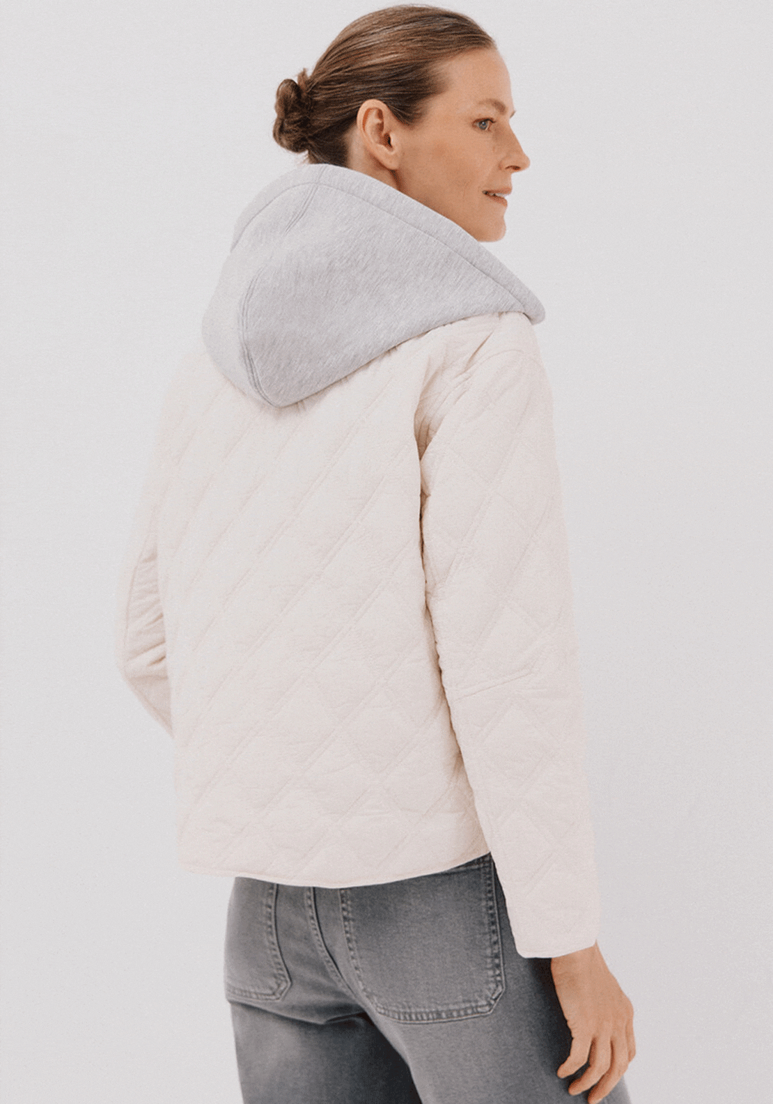 Cortefiel Short Hood Sweatshirt Anorak - Beige 2 Shaws Department Stores