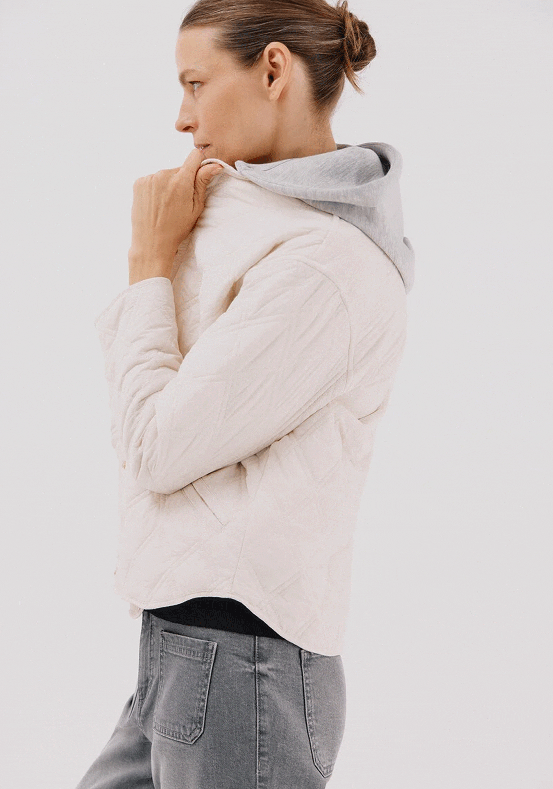 Cortefiel Short Hood Sweatshirt Anorak - Beige 3 Shaws Department Stores