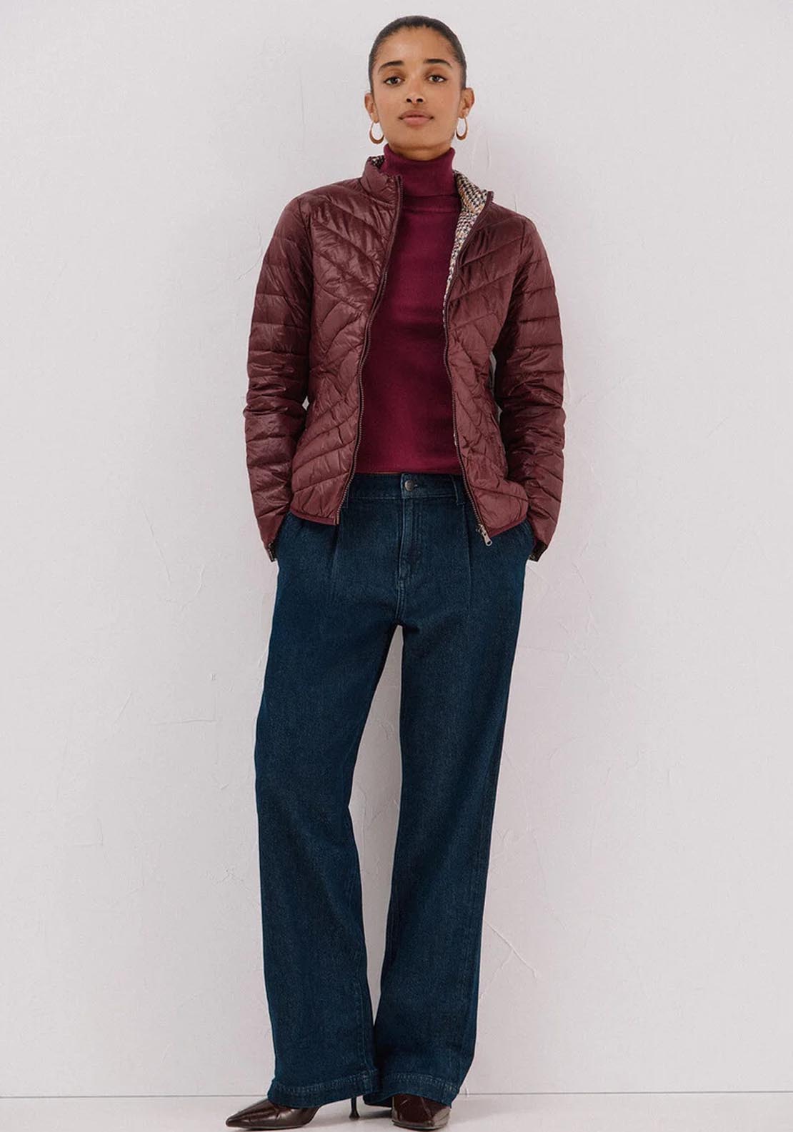 Cortefiel Reversible Feather Bomber Jacket - Red 8 Shaws Department Stores