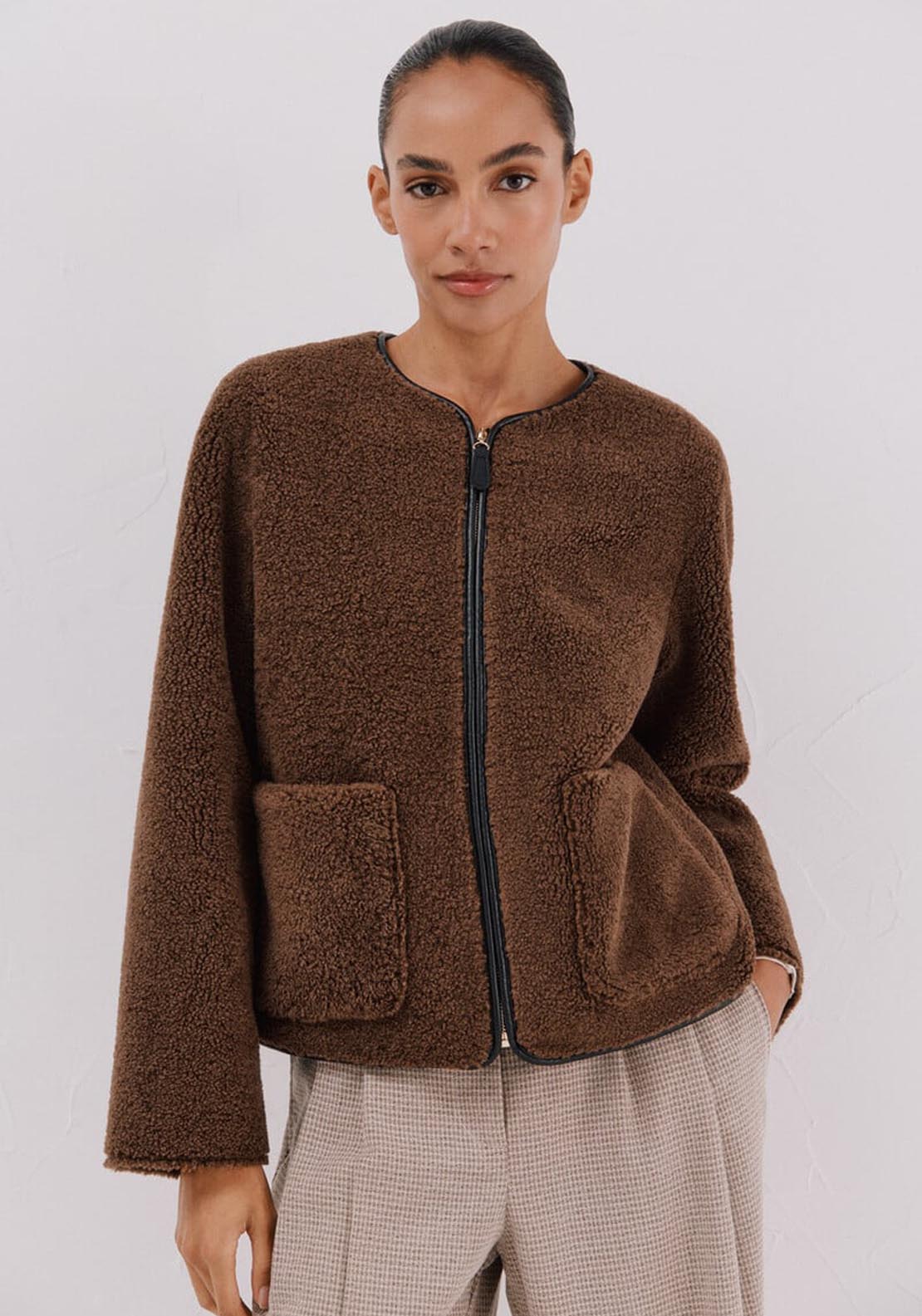 Cortefiel Double Sided Effect Jacket - Brown 1 Shaws Department Stores