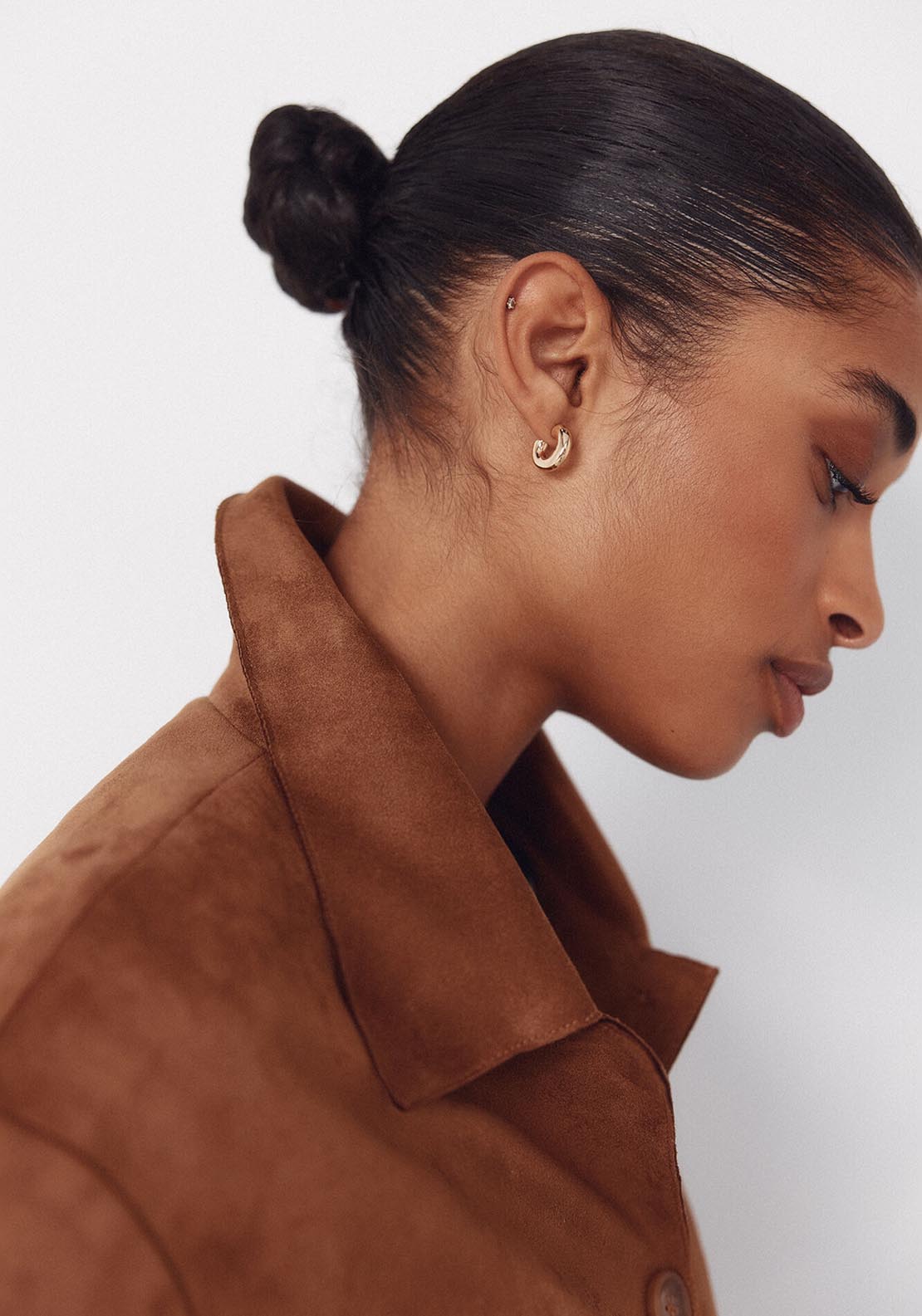 Suede Effect Fabric Jacket - Beige