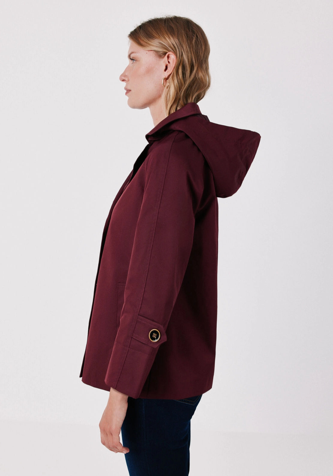 Short Flared Trench - Burgundy