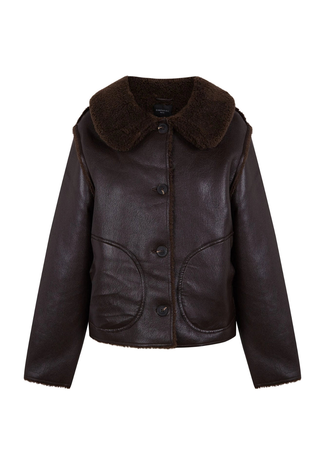 Short Double-Faced Jacket - Dark Brown