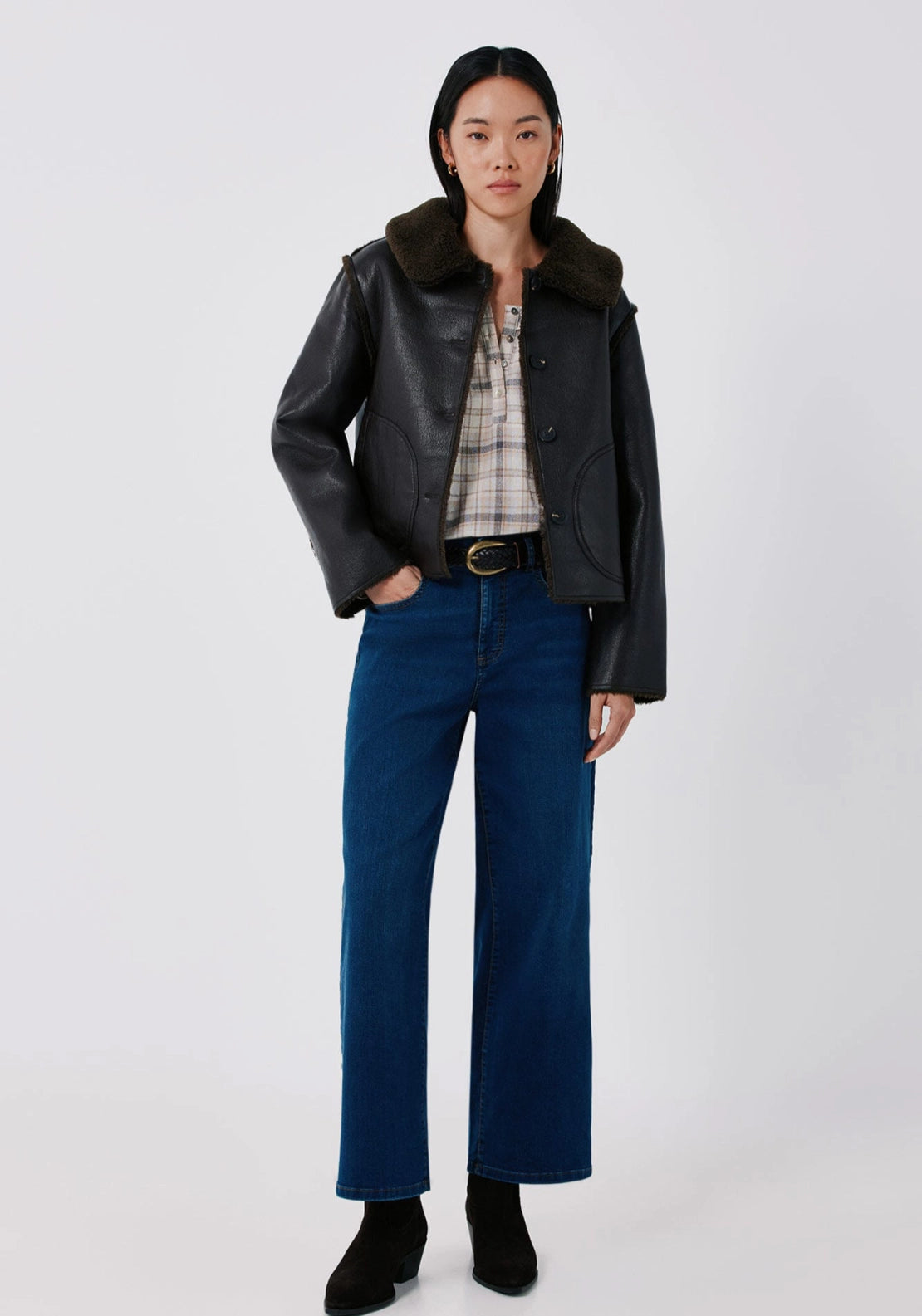 Short Double-Faced Jacket - Dark Brown