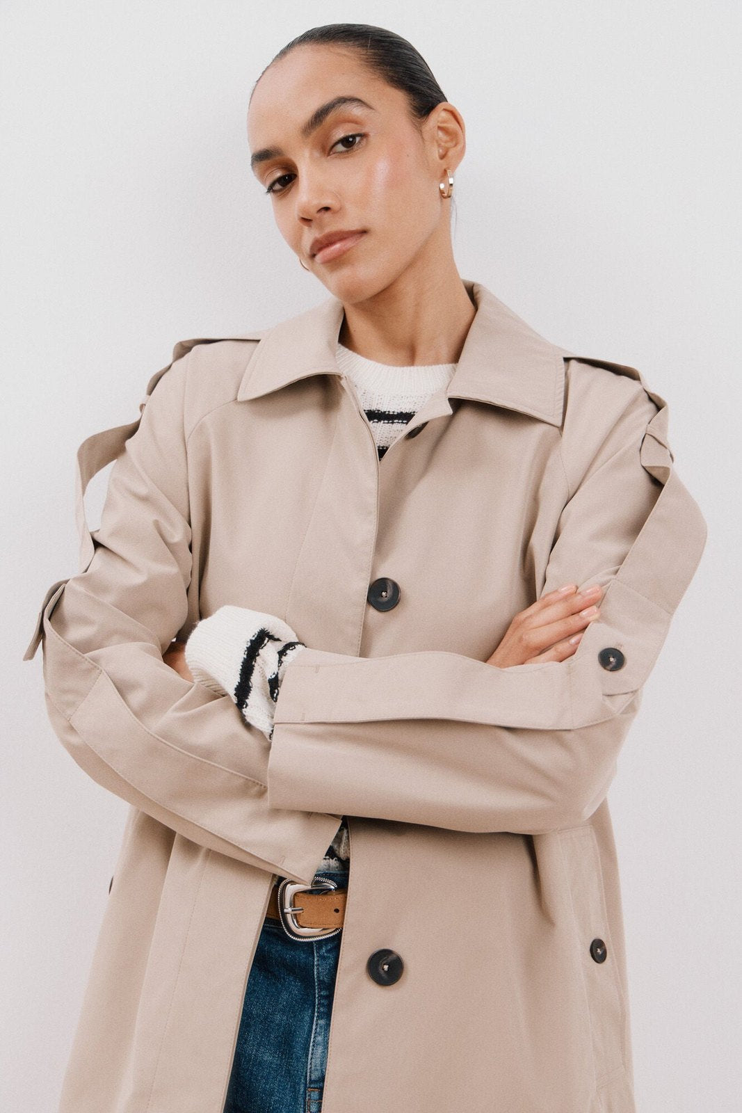 Cortefiel Long water-repellent trench coat - Sand 2 Shaws Department Stores