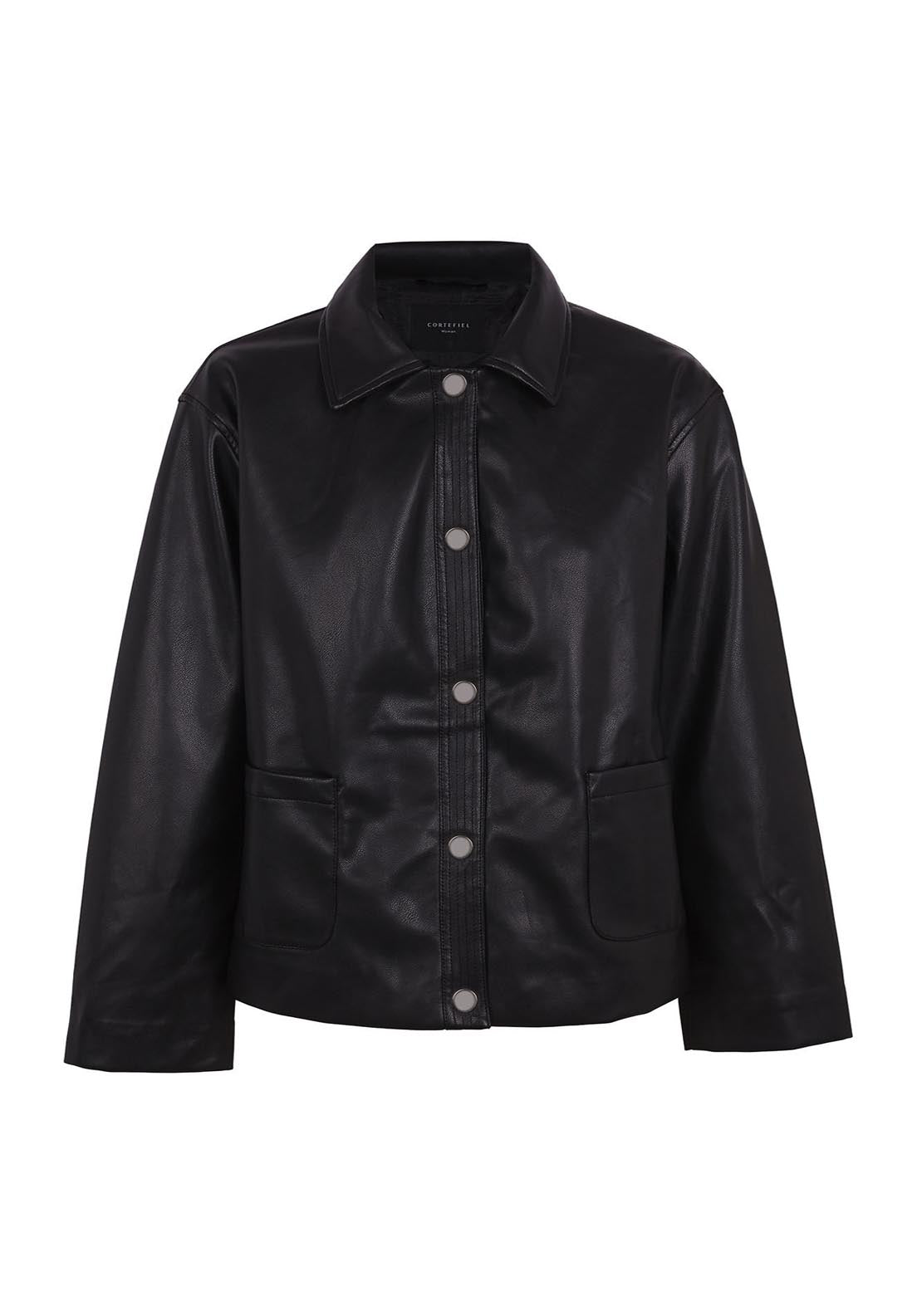 Cortefiel Faux Leather Jacket - Black 9 Shaws Department Stores