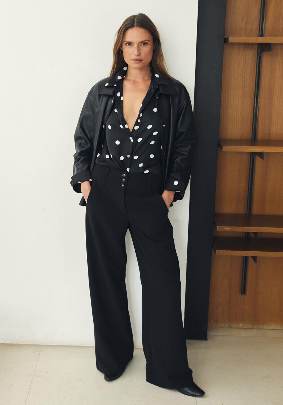 Cortefiel Faux Leather Jacket - Black 2 Shaws Department Stores