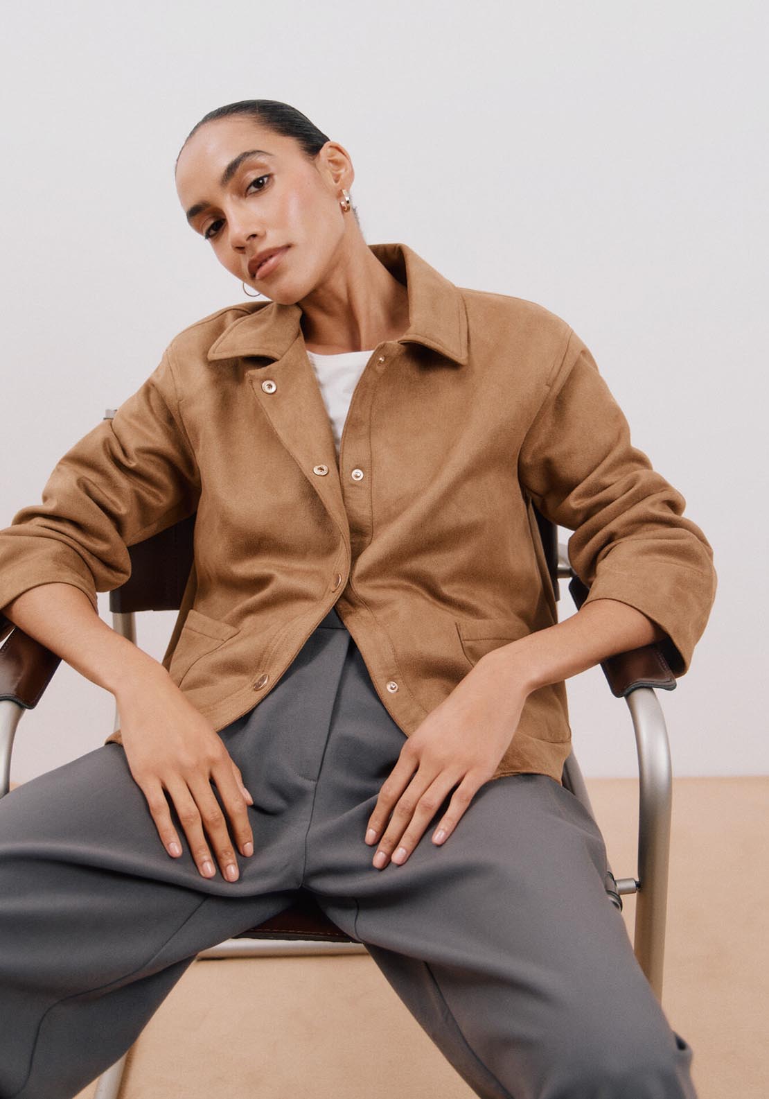 Cortefiel Faux Leather Jacket - Toasted 6 Shaws Department Stores